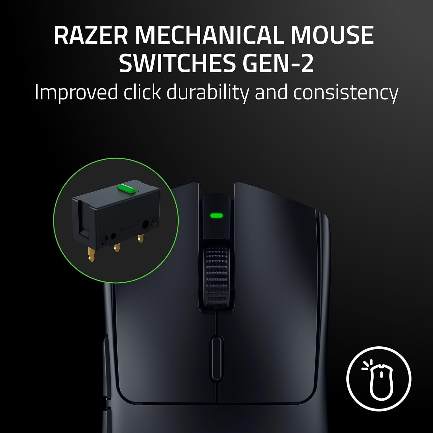 Viper V3 Hyperspeed Wireless Esports Gaming Mouse: 82G Lightweight - up to 280 Hr Battery - 30K DPI Optical Sensor - Gen-2 Mechanical Switches - 8 Programmable Controls - Classic Black