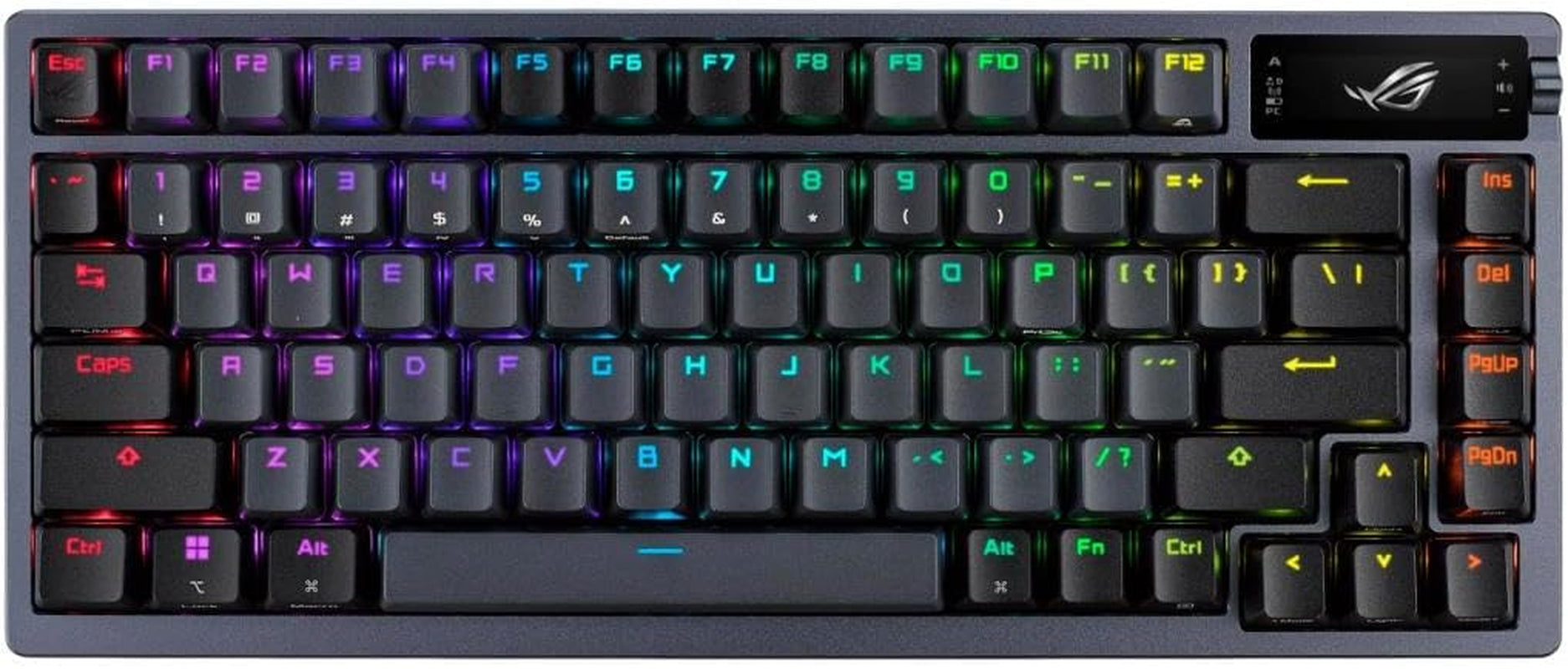 ROG Azoth 75 Wireless DIY Custom Gaming Keyboard, OLED Display, Gasket-Mount, Three-Layer Dampening, Hot-Swappable Pre-Lubed ROG NX Snow Switches & Keyboard Stabilizers, PBT Keycaps, RGB