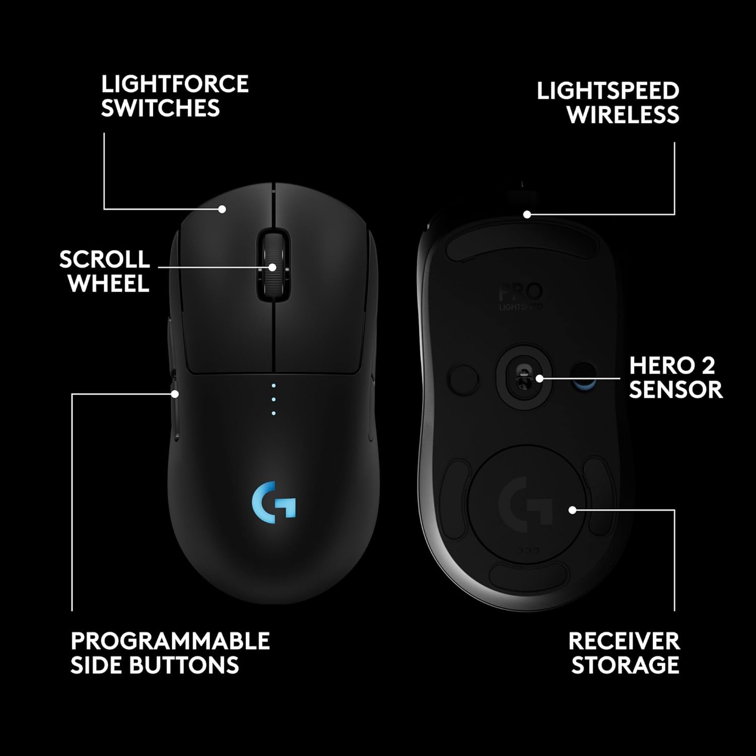 PRO 2 Lightspeed Wireless Gaming Mouse, Right- or Left-Handed Mouse with up to 4 Customizable and Switchable Magnetic Side Buttons, 44K DPI Sensor, USB-C Charging, for Pc/Mac - Black