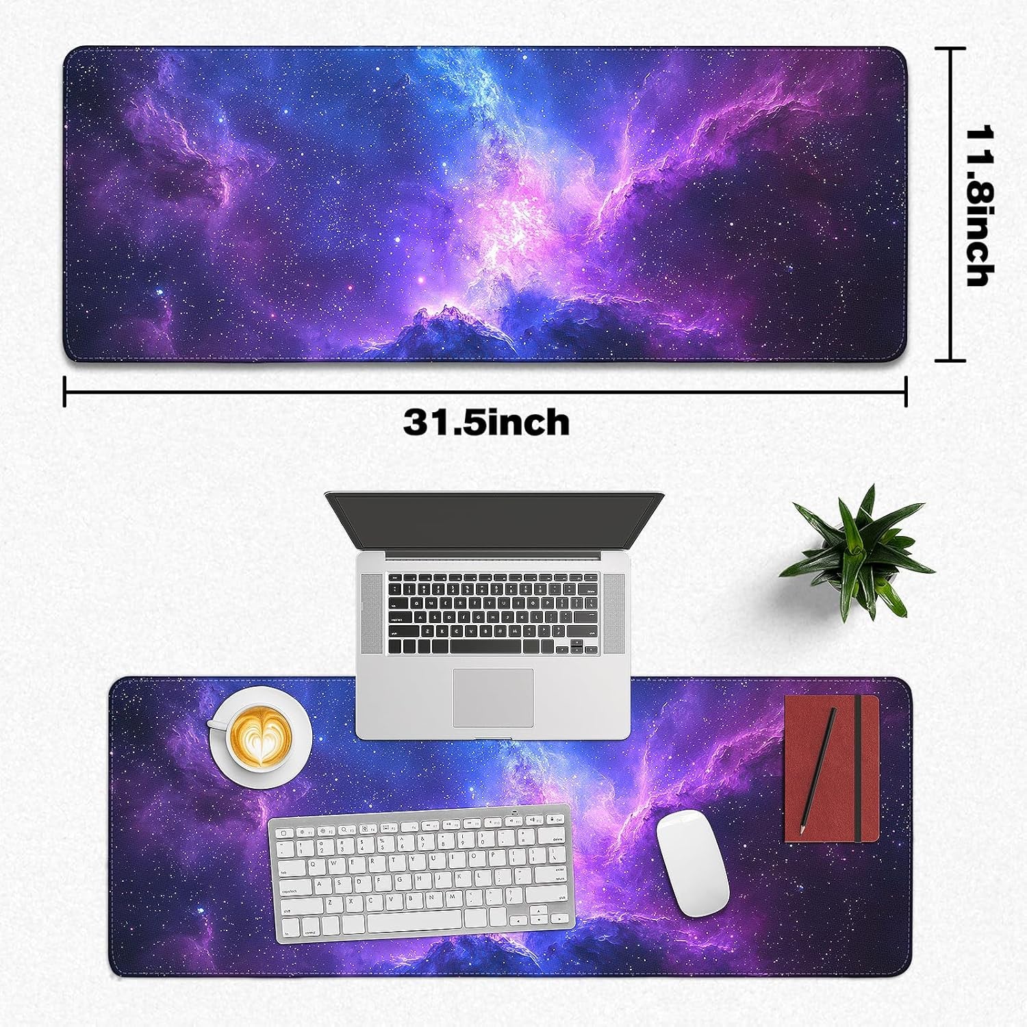 Mouse Pad Gaming - Desk Mat for Keyboard and Mouse - Large Mouse Pads for Desk, Gaming Mousepad with Non-Slip Base, Desk Pad (31.5" X 11.8") for Gaming, Office and Home (Galaxy Space)