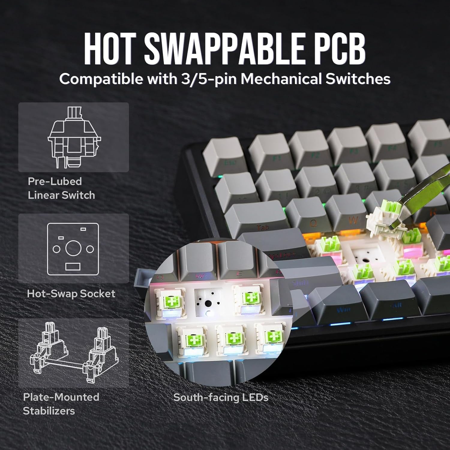 X Aula F75 MAX Wireless Mechanical Keyboard with TFT Screen and Knob, Gasket Gaming Keyboard in 75% Layout, Hot Swappable, RGB Backlight, for Pc/Mac/Linux (Black Gradient)