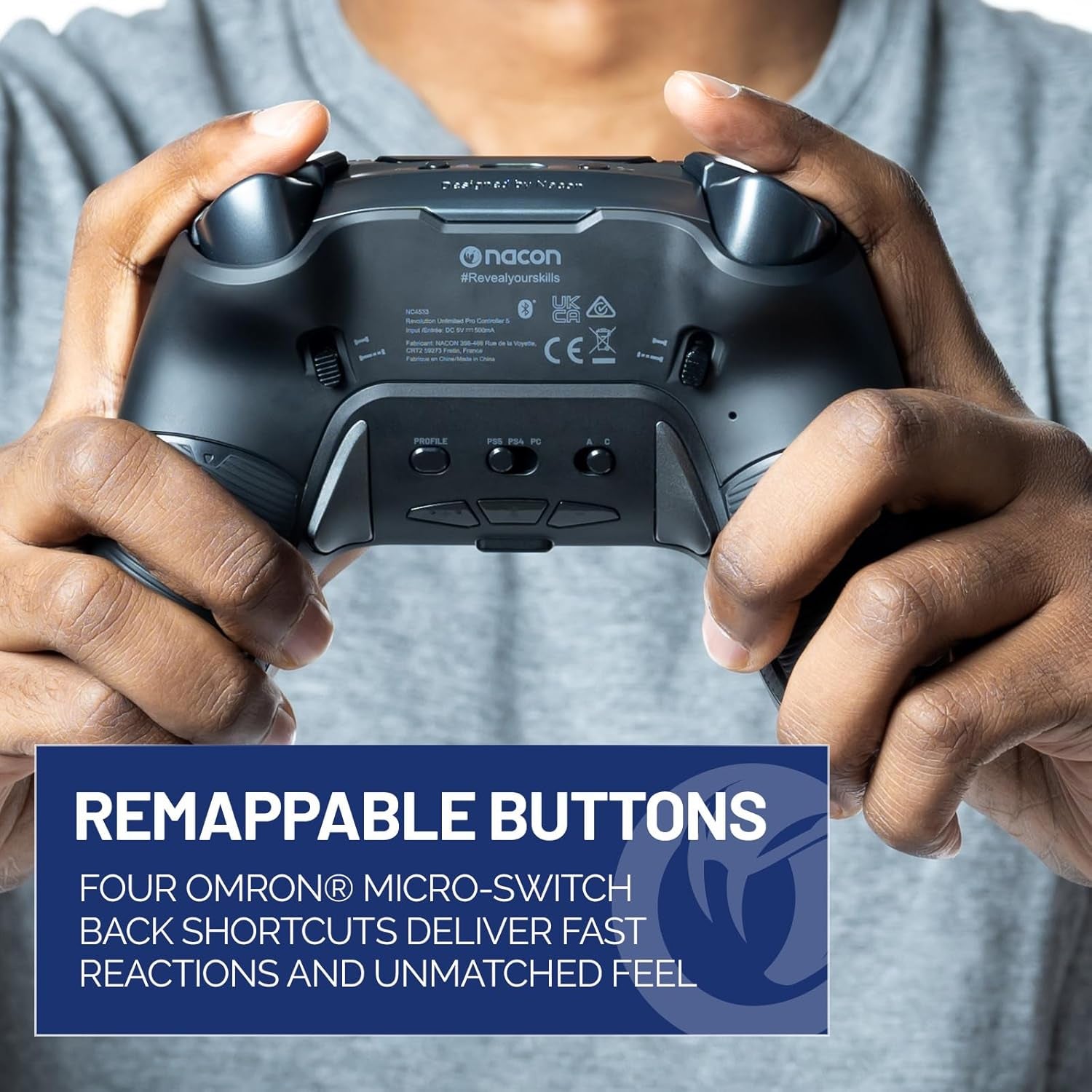 Revolution 5 Pro Officially Licensed Playstation Wireless Gaming Controller for PS5 / PS4 / PC - Hall Effect, Trigger Stops, Mappable Buttons, Bluetooth Audio - Triple Black