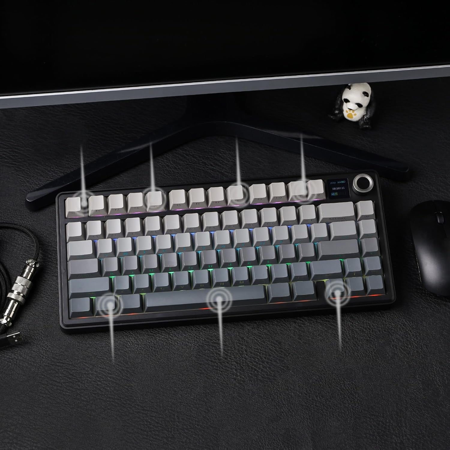 X Aula F75 MAX Wireless Mechanical Keyboard with TFT Screen and Knob, Gasket Gaming Keyboard in 75% Layout, Hot Swappable, RGB Backlight, for Pc/Mac/Linux (Black Gradient)