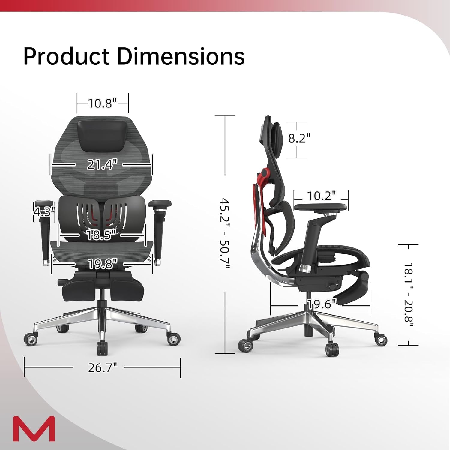ES2T Computer Desk Gaming Chair with 2-Piece Protrusion Adjustable Lumbar Support Trackmaster 6D Armrest Height Adjustable with 2D Leather Headrest 136° Tilt for Office and Gaming