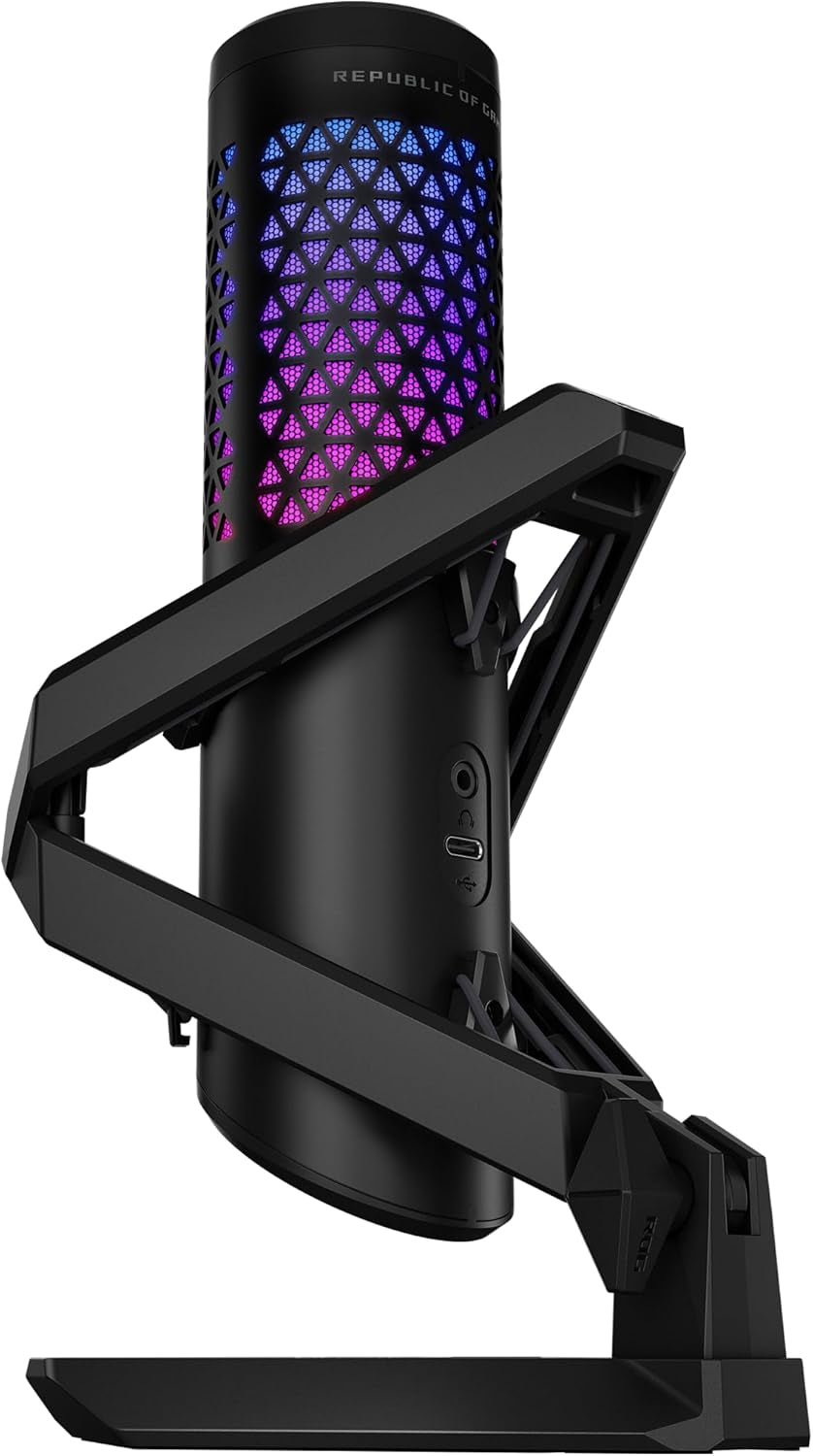 ROG Carnyx USB Gaming Microphone (25Mm Condenser Capsule, 192Khz/24-Bit, Cardioid, High-Pass Filter, Built-In Pop Filter, Metal Shock Mount, One-Touch Mute, USB, Aura Sync RGB)- Black