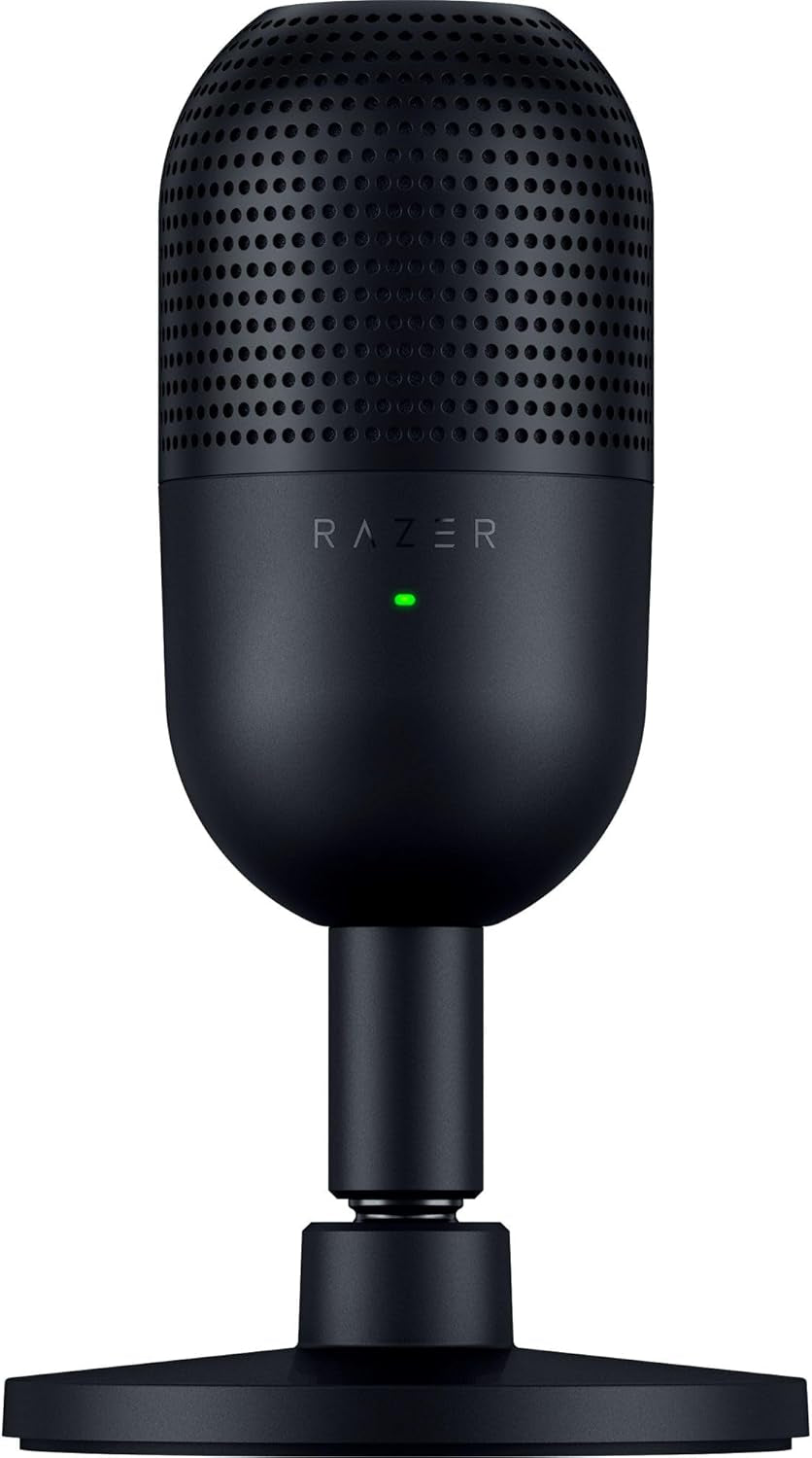 Seiren V3 Mini USB Microphone: Condenser Mic - Supercardioid Pickup Pattern - Tap-To-Mute Sensor with LED Indicator - Shock Absorber - Ultra Compact - PC, Discord, OBS Studio, Xsplit - Black