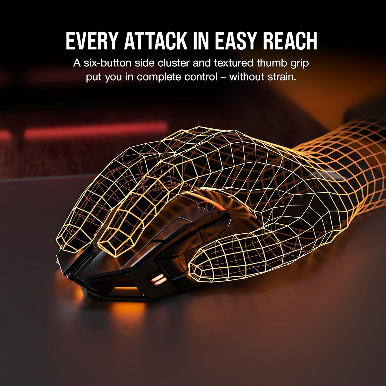 DARKSTAR RGB Wireless Gaming Mouse for MMO, MOBA - 26,000 DPI - 15 Programmable Buttons - up to 80Hrs Battery - Icue Compatible - Black