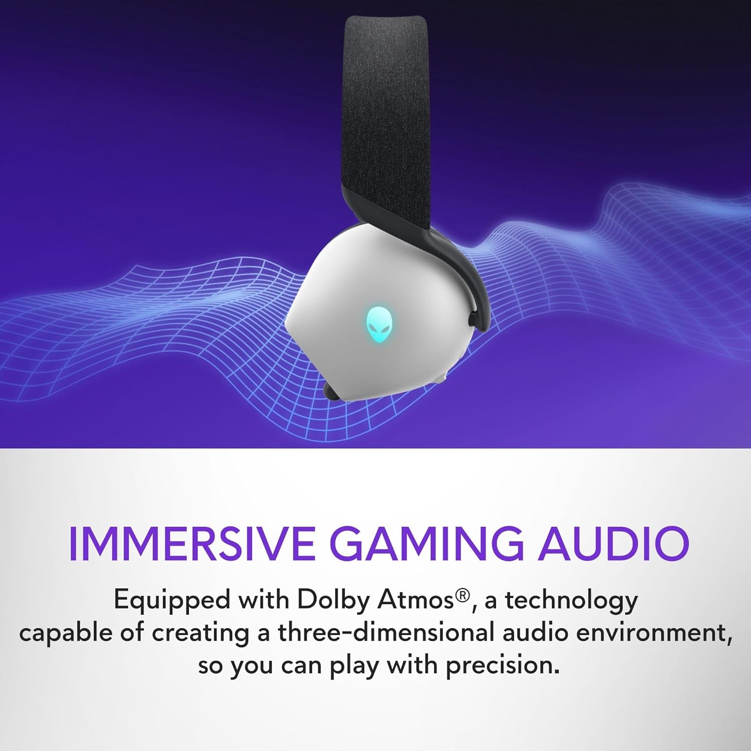 Tri-Mode Wireless Gaming Headset AW725H - Wired/Wireless, Bluetooth 5.3, Audio Output - 20 Hz, Mini-Phone (3.5Mm), Battery Talk Time up to 55 Hrs (Bluetooth), Lunar Light