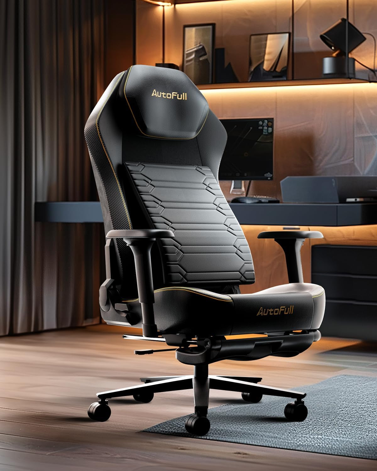 M5 Gaming Chair, Ergonomic Office Chair with Dynamic Lumbar Support, 4D Adjustable Armrests, and High-Back Design for PC Gaming with Footrest, Black