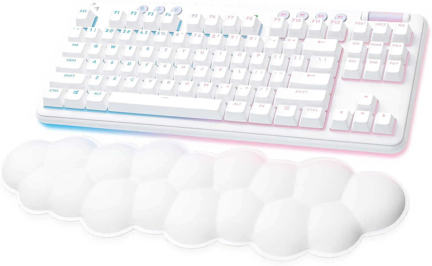 715 Wireless Mechanical Gaming Keyboard with LIGHTSYNC RGB, LIGHTSPEED, Tactile Switches (GX Brown), and Keyboard Palm Rest, Pc/Mac Compatible - White Mist