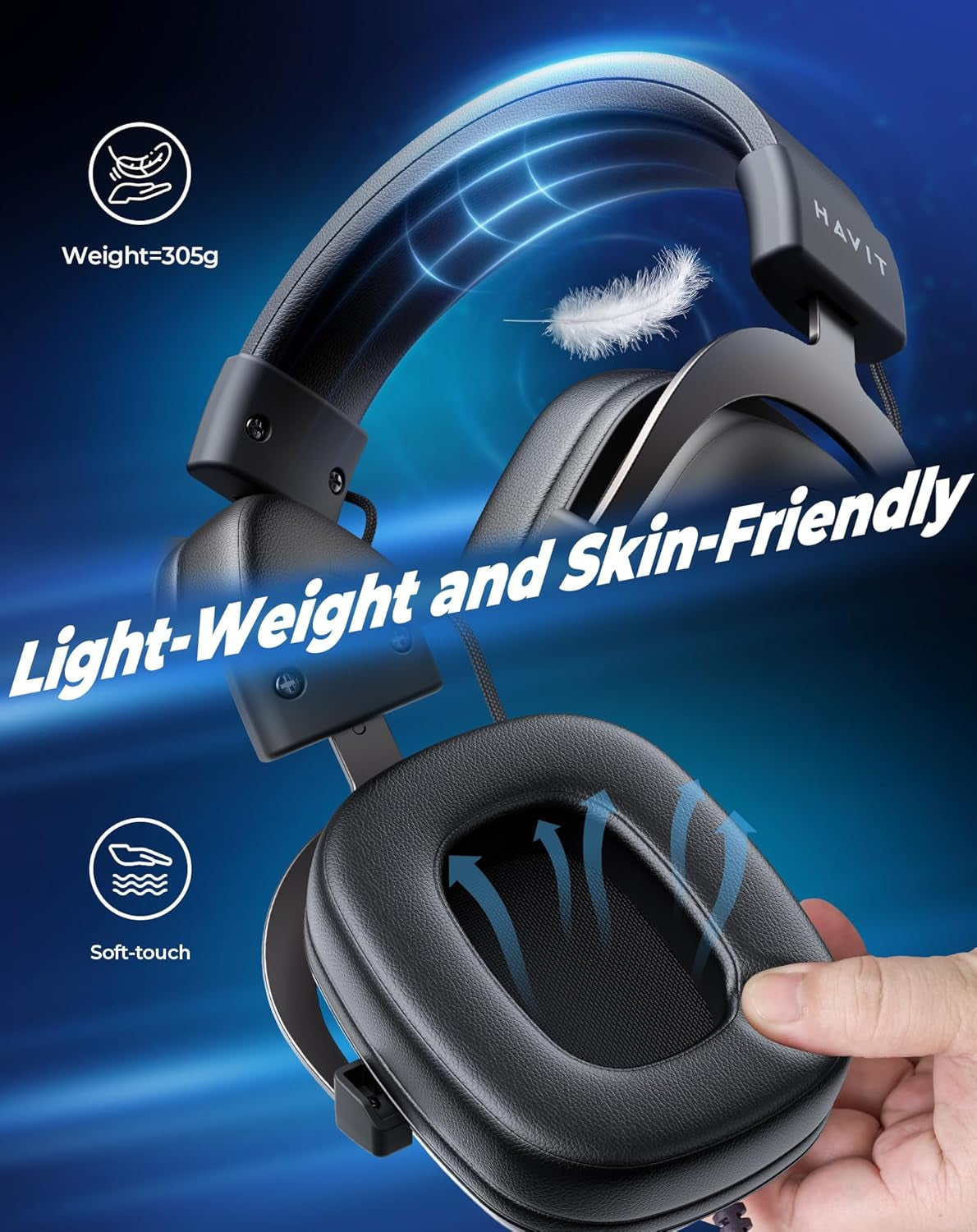 H2002D Gaming Headsets for PS4,PC, 50MM Drivers Surround Sound PS5 Headset with Mic Gaming Headphones with Mic Durable Aluminum Frame Valentines Gifts for Men