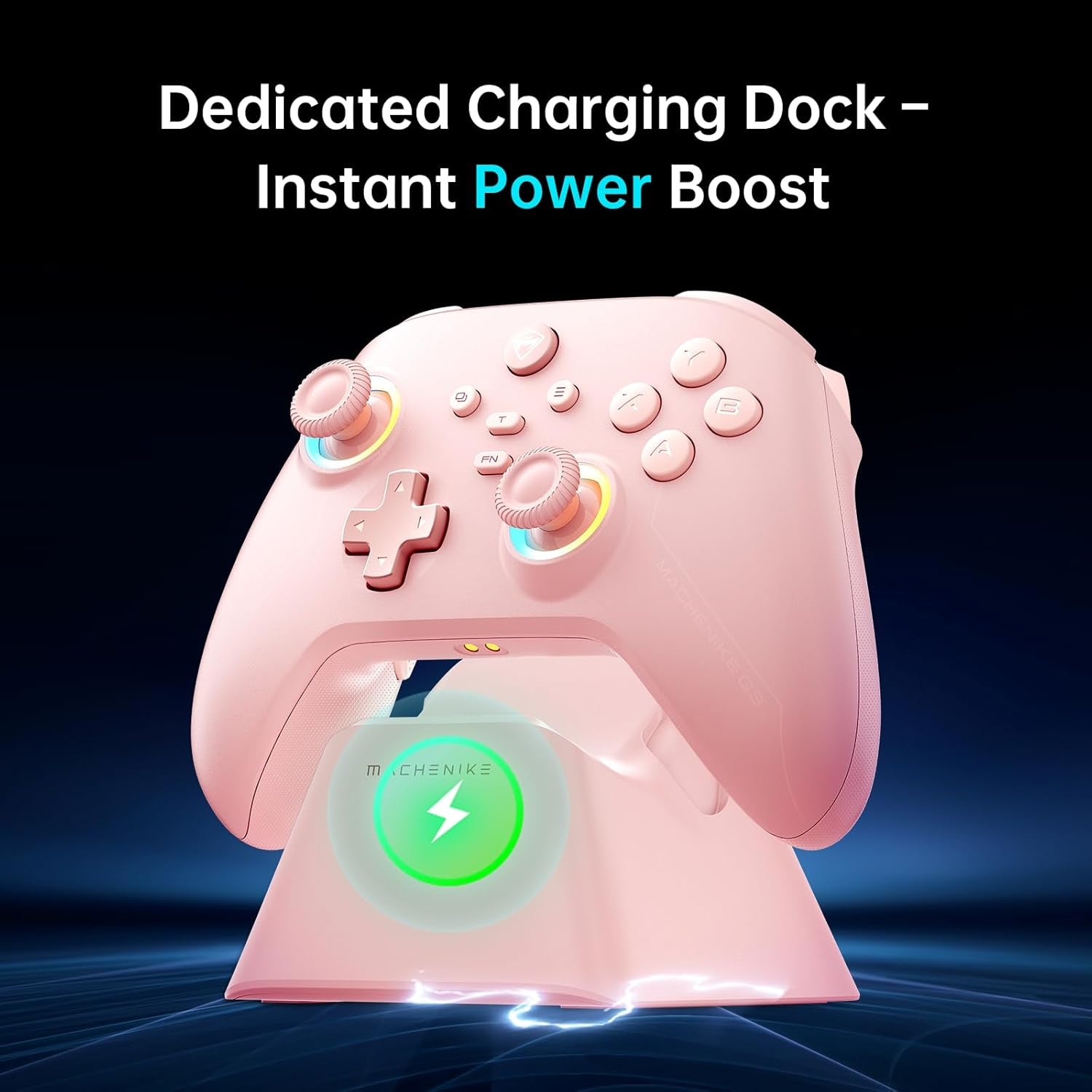 G3V2 Bluetooth Controller for Pc/Switch/Ios/Android, Hall Effect Joysticks, RGB Lighting Gaming Controller,2 Programmable Buttons,1000Mah Battery with Charging Station, Pink [Video Game]