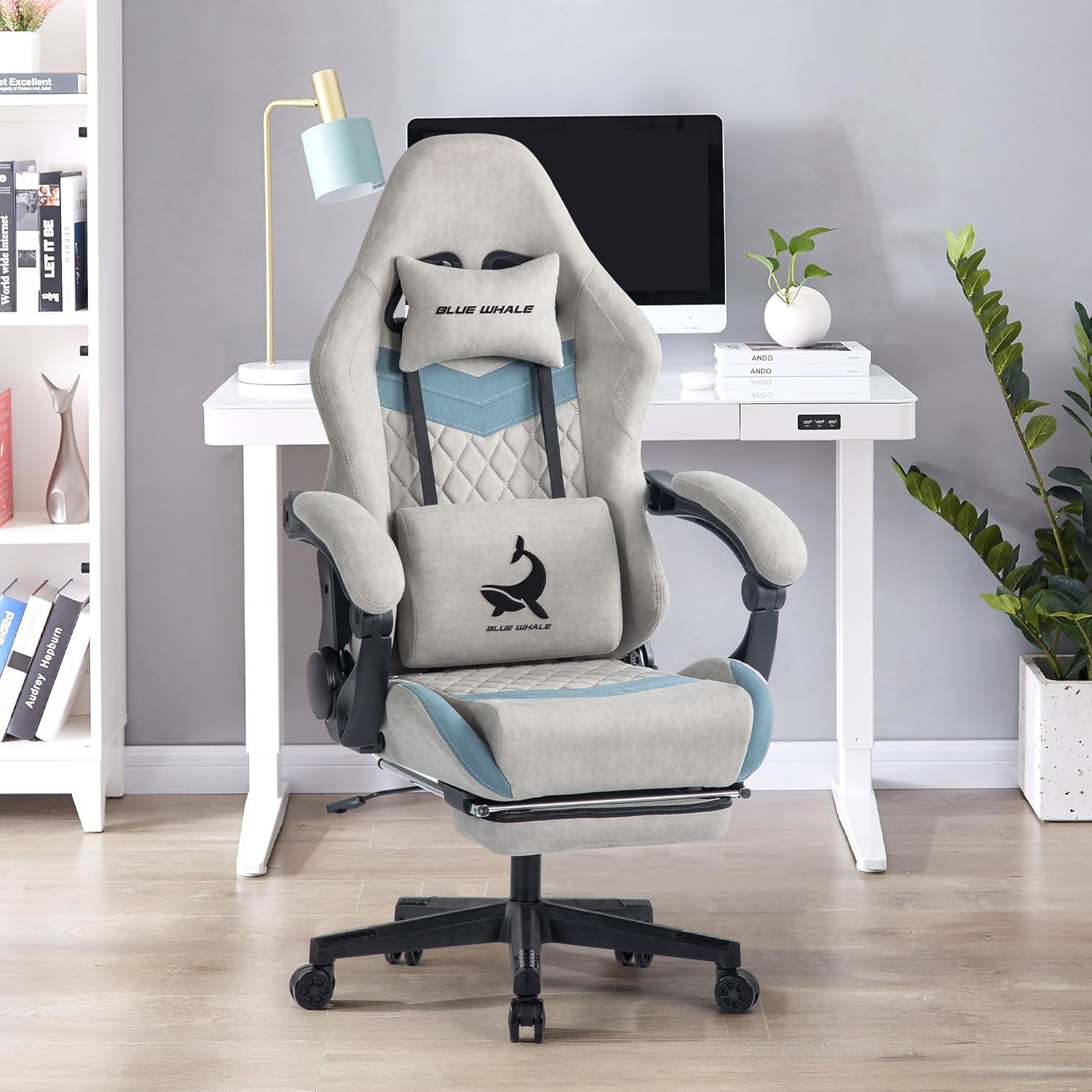 Gaming Chair for Adult 350Lbs Computer Chair with Adjustable Lumbar Support Headrest and Footrest Large Size Reclining Gaming Chair Big and Tall Linkage Armrest