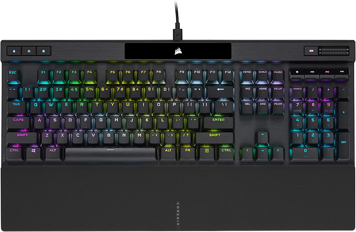 K70 RGB PRO Wired Mechanical Gaming Keyboard (CHERRY MX RGB Blue Switches: Tactile and Clicky, 8,000Hz Hyper-Polling, PBT DOUBLE-SHOT PRO Keycaps, Soft-Touch Palm Rest) QWERTY, NA - Black
