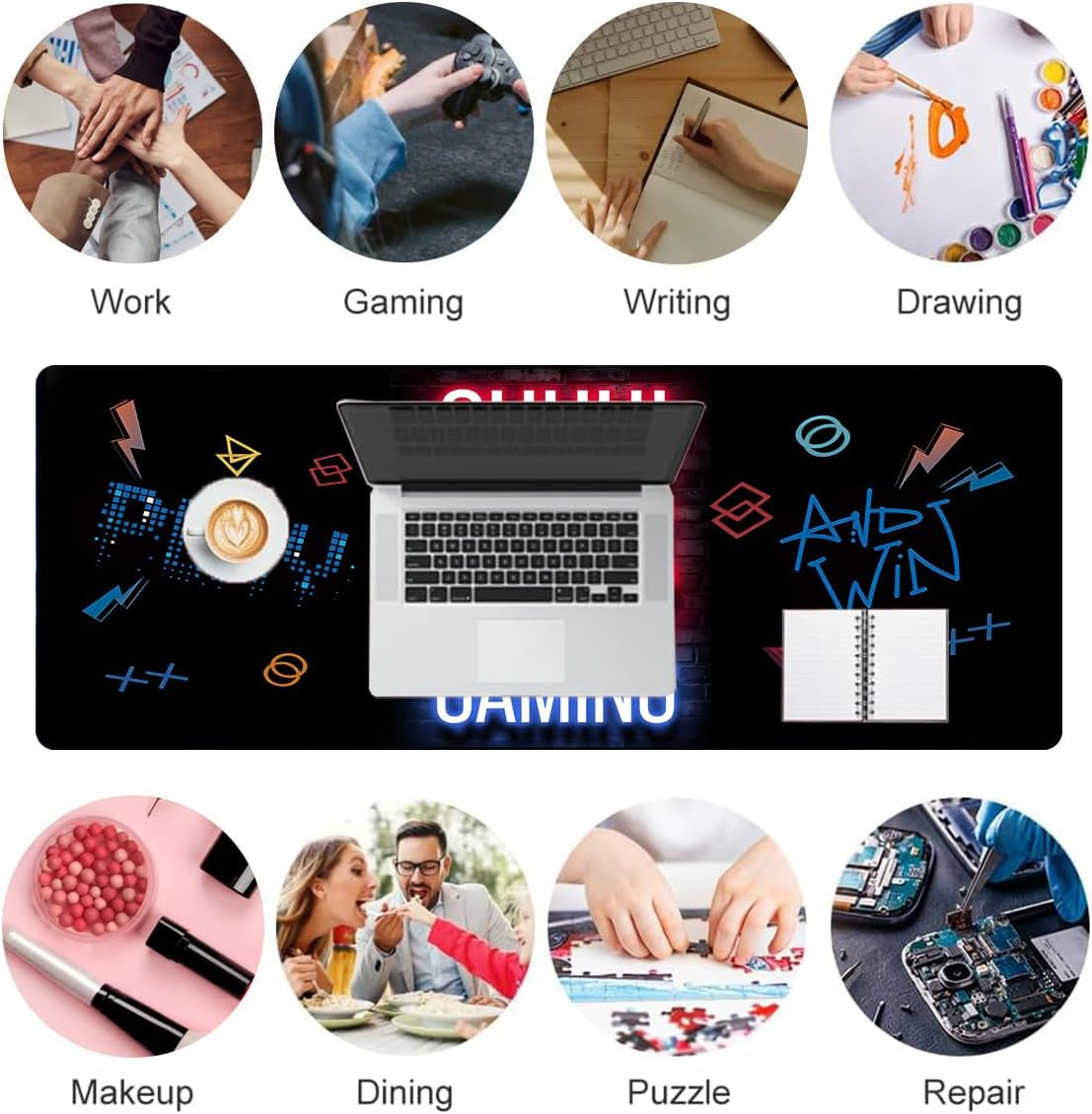 Mouse Pad 80X30Cm Gaming Mouse Pad Extended Large Computer Keyboard Mouse Mat Desk Pad with Soft Smooth Surface and Anti-Slip Rubber Base Gaming Mats for Desk Gamer Office Home (Game-E)