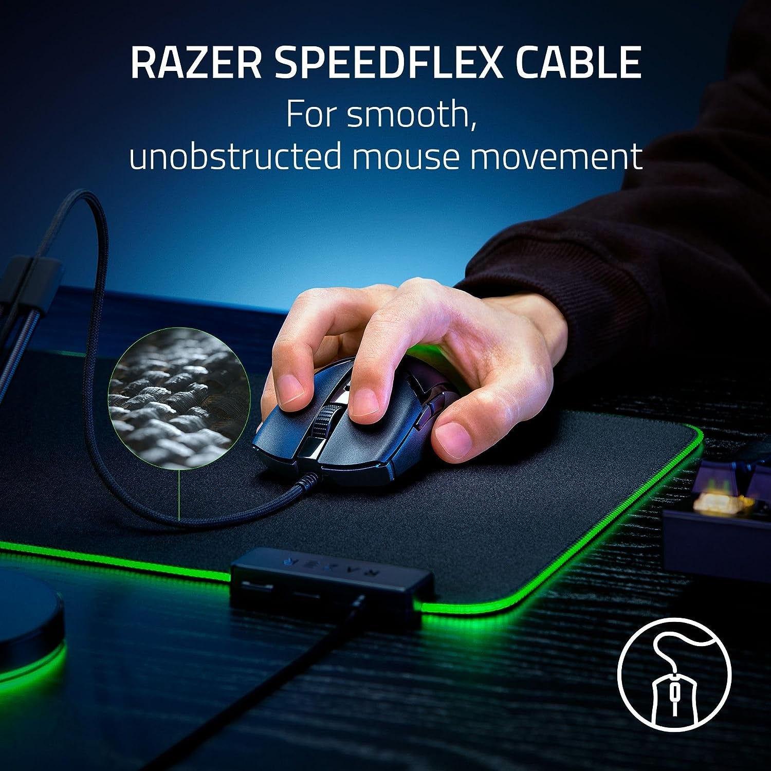 Cobra Gaming Mouse: 58G, Gen-3 Optical Switches, Chroma RGB Lighting, 8500 DPI Sensor, PTFE Feet, Speedflex Cable - Black