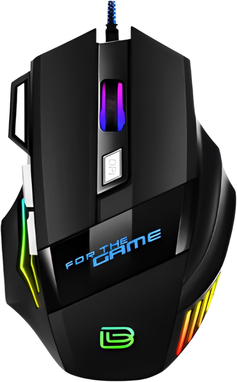 Nexurion Reaper Z Pro Gaming Mouse - 3600 DPI, 7 Macro Buttons, 10 Color-Changing RGB Backlight, 4 Adjustable DPI Levels - Midnight Black