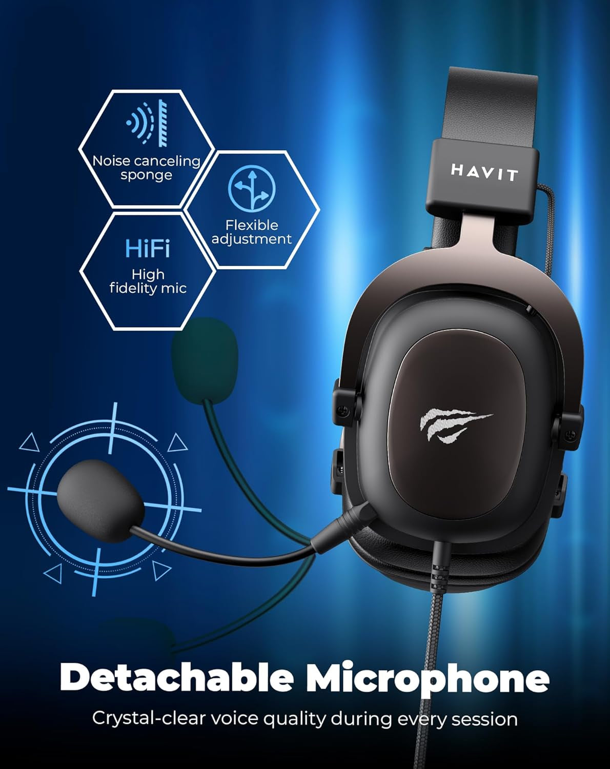 H2002D Gaming Headsets for PS4,PC, 50MM Drivers Surround Sound PS5 Headset with Mic Gaming Headphones with Mic Durable Aluminum Frame Valentines Gifts for Men