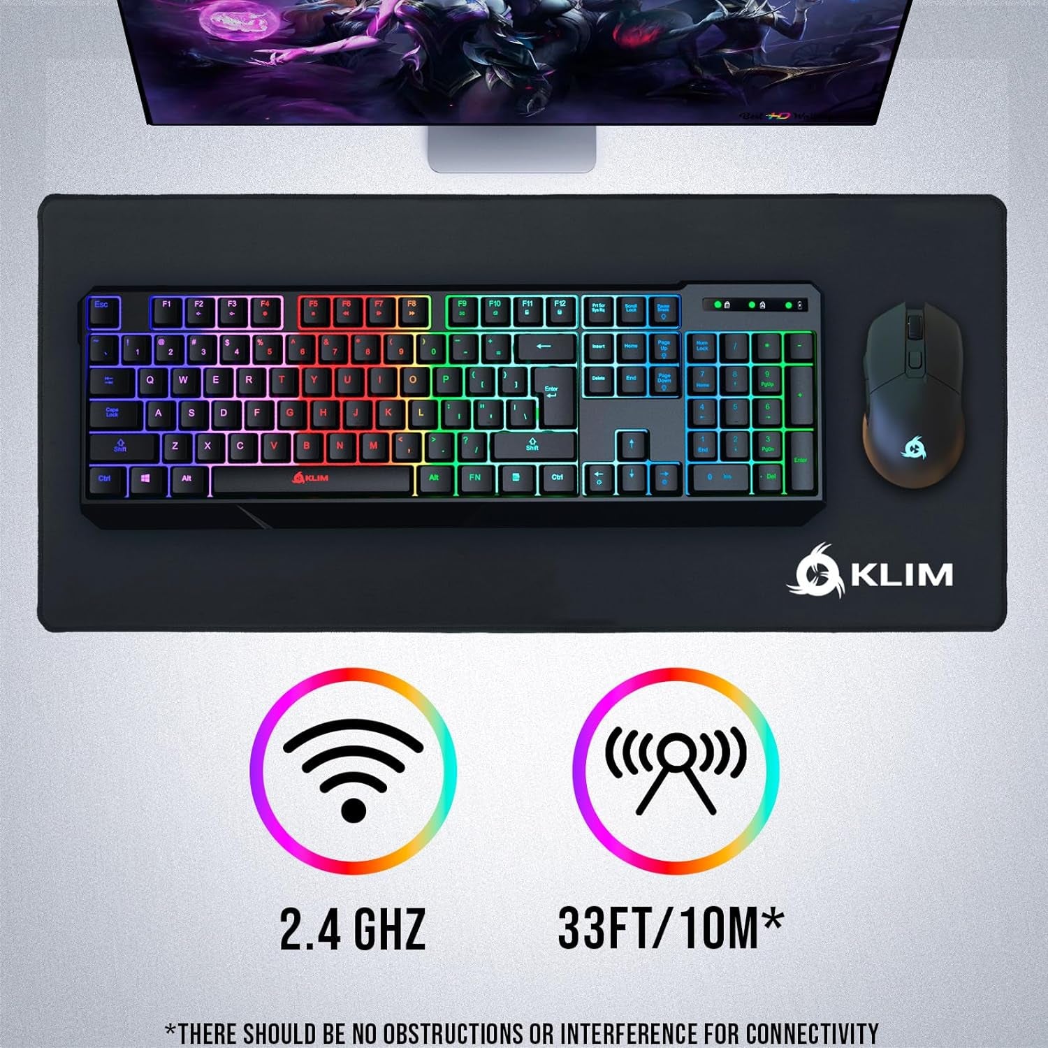 Chroma Wireless Gaming Keyboard RGB New - Long-Lasting Rechargeable Battery - Quick and Quiet Typing - Water Resistant Backlit Wireless Keyboard for PC PS5 PS4 Mac - Black
