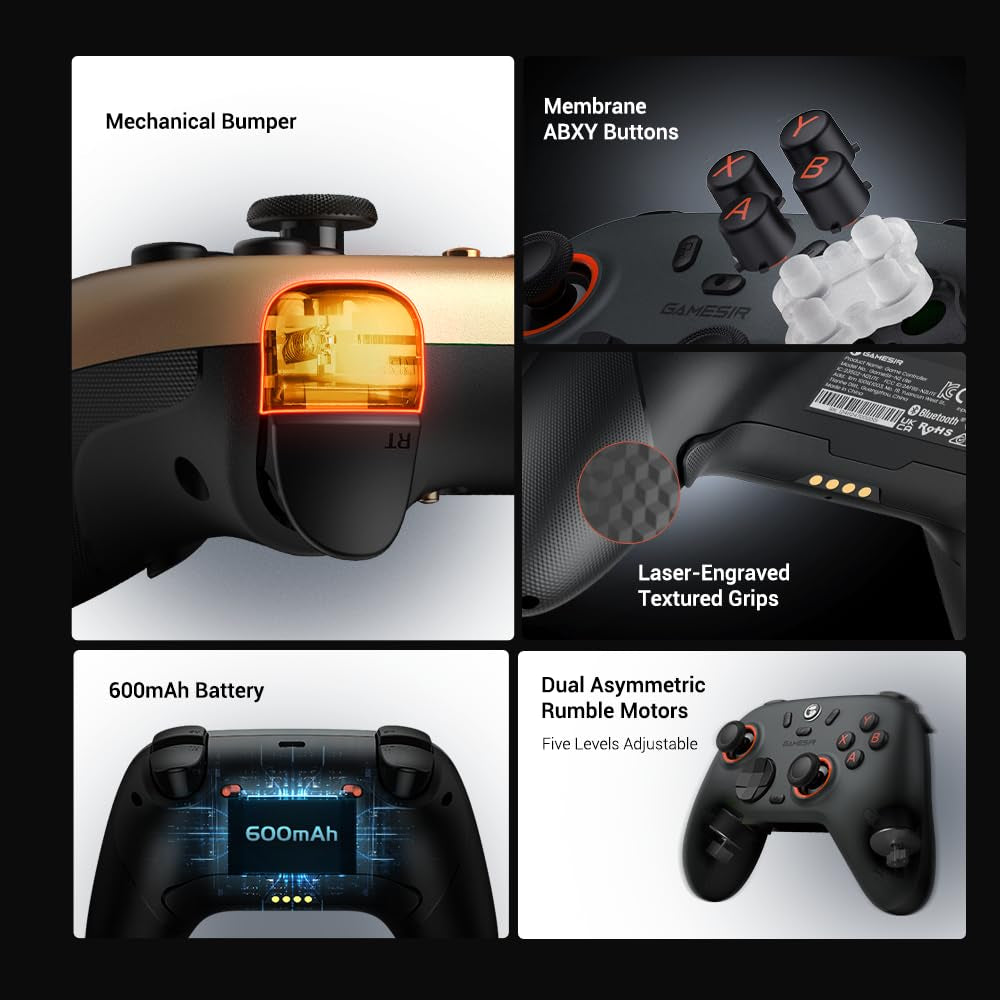 Nova 2 Lite Wireless PC Controller with Hall Effect Joysticks & Triggers, 2.4G & Wired 1000Hz Polling Rate, Remappable Buttons - Compatible with Pc/Switch/Steam/Android (Grey)