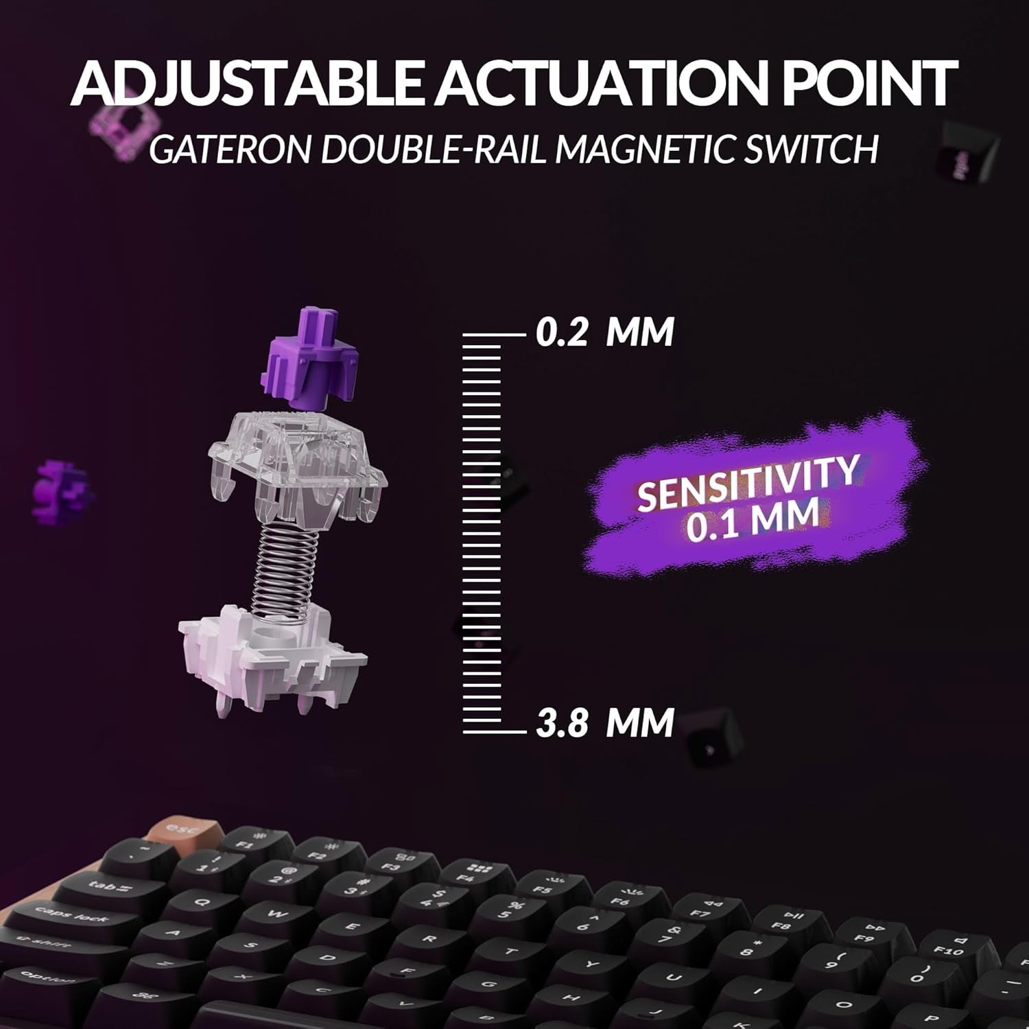 K2 HE Rapid Trigger Wireless Custom Mechanical Keyboard with Hall Effect Gateron Double-Rail Magnetic Switch, QMK 2.4 Ghz Bluetooth 5.2 RGB Compatible with Mac Windows Linux (Aluminum + Wood)