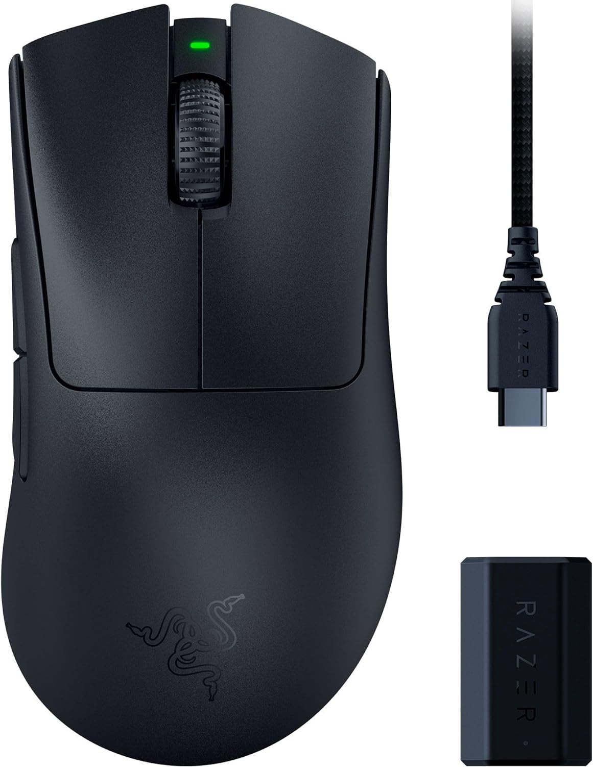 Deathadder V3 Pro Wireless Gaming Mouse + Hyperpolling Wireless Dongle: 63G Ultra Lightweight - Focus Pro 30K Optical Sensor - Optical Switches Gen-3-5 Programmable Buttons - Black
