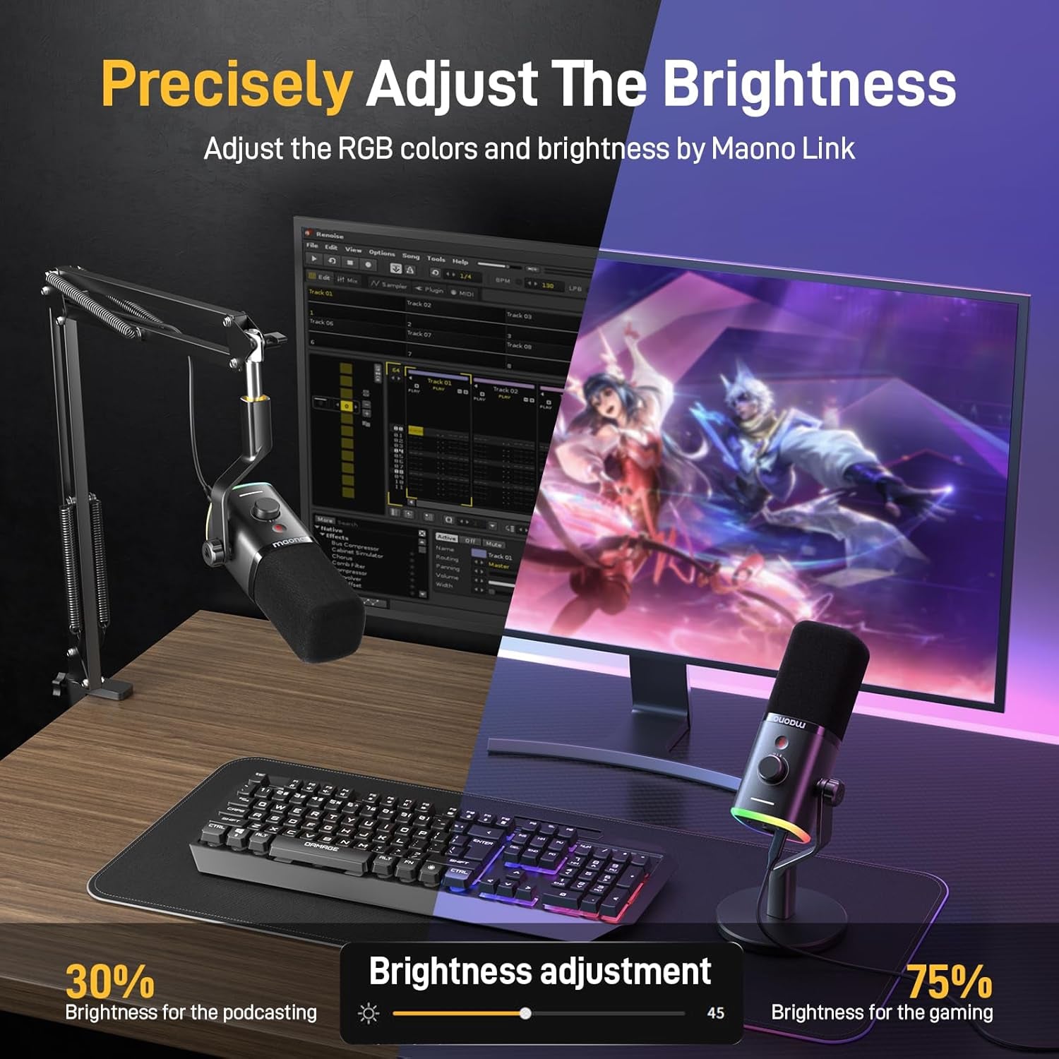 USB/XLR Dynamic Microphone for Gaming Streaming,Computer PC Microphone with Software-Rgb, Mute Button, 48Khz/24Bit Podcasting Desktop Mic for Youtube Video Recording PD100X