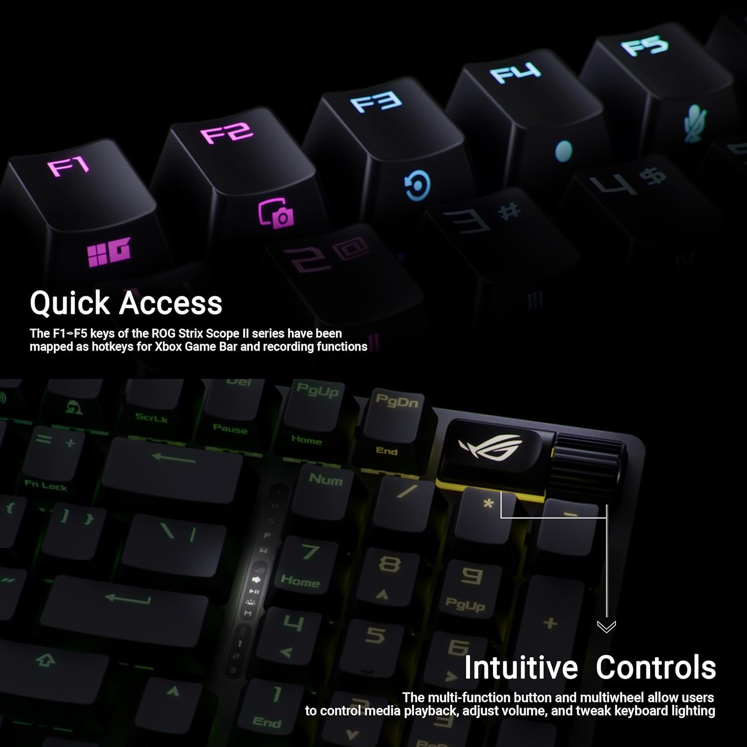 ROG Strix Scope II 96 Wireless Gaming Keyboard, Tri-Mode Connection, Dampening Foam & Switch-Dampening Pads, Hot-Swappable Pre-Lubed ROG NX Snow Switches, PBT Keycaps, Rgb-Black