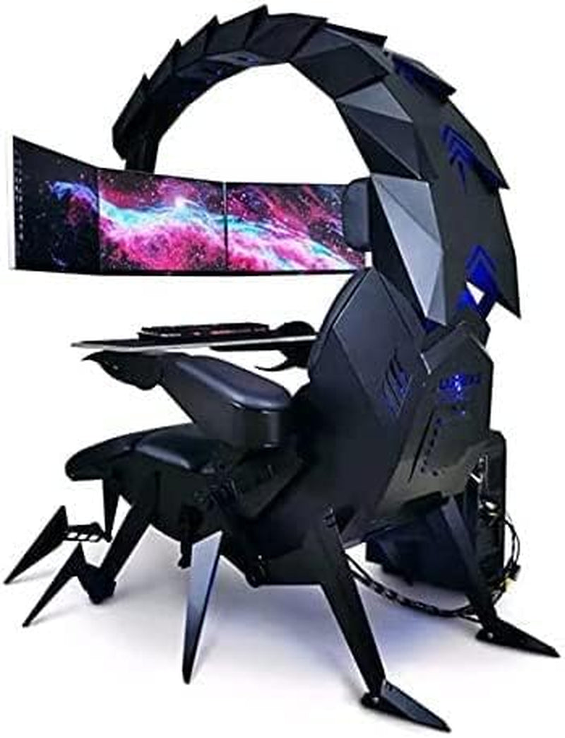 Gaming Chair Comfortable Luxury Gaming Chair Ergonomic Computer Cockpit Chair Comfortable Racing Simulator Game Chair with Hanging 3 Screens C