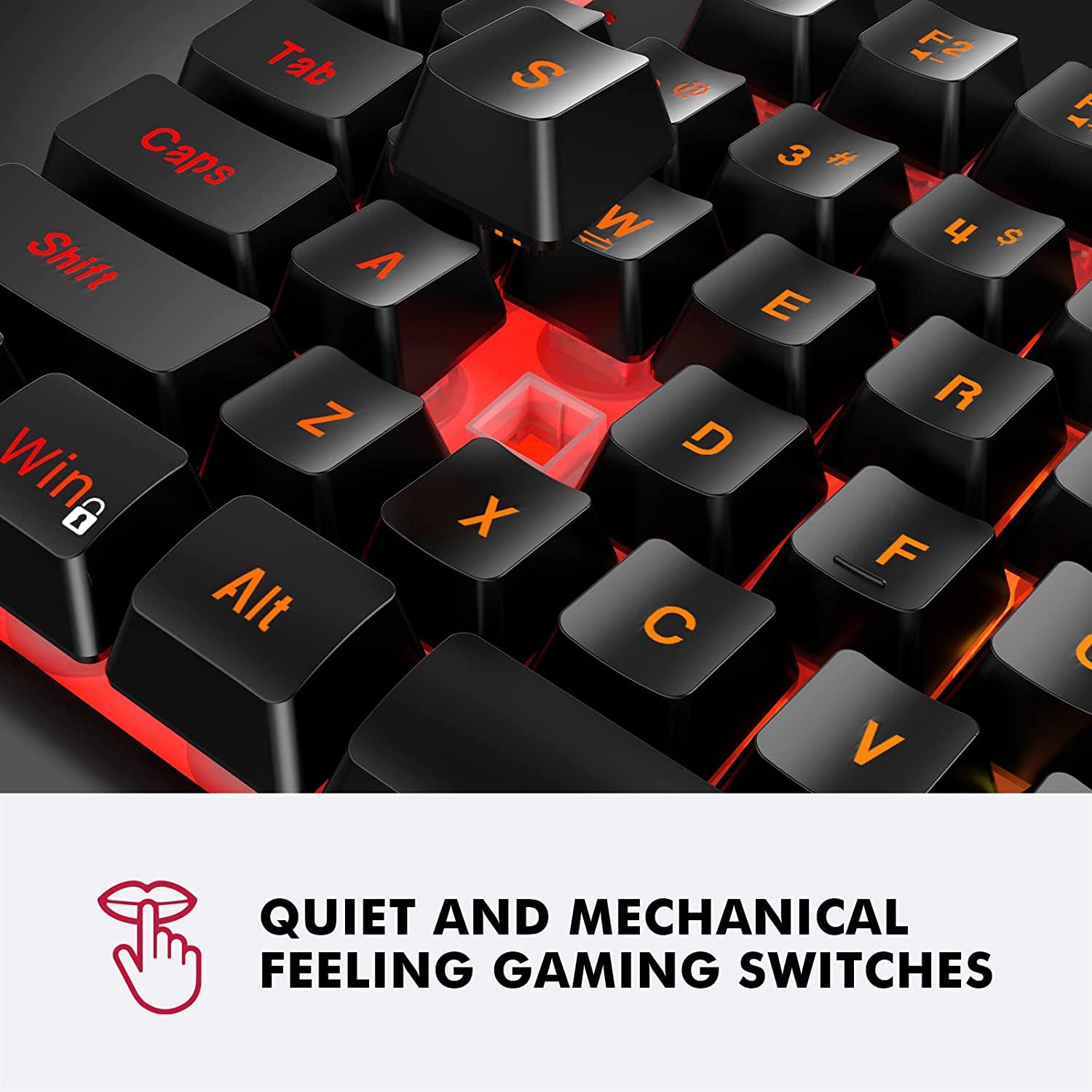 K10 Wired Gaming Keyboard, LED Backlit, Spill-Resistant Design, Multimedia Keys, Quiet Silent USB Membrane Keyboard for Desktop, Computer, PC (Black)