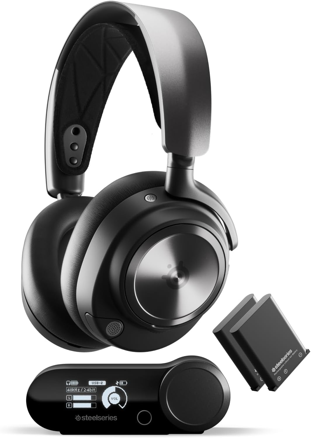 Arctis Nova Pro Wireless Multi-System Gaming Headset - Premium Hi-Fi Drivers - Active Noise Cancellation - Infinity Power System - Stealth Retractable Mic - PC, PS5/PS4, Switch, Mobile