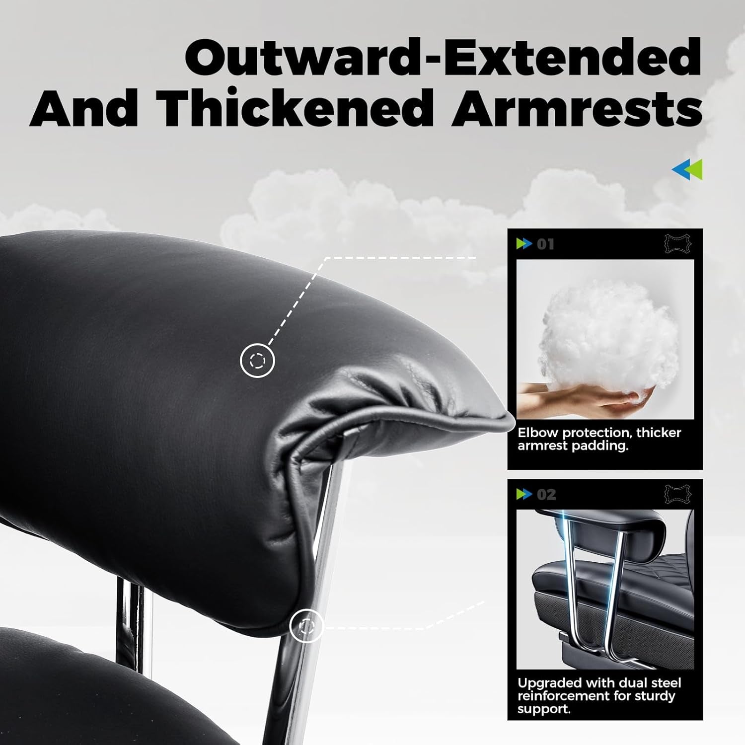 Big and Tall Office Chair, High Back Leather Gaming Chair with Footrest, Executive Ergonomic Office Chair with Pocket Spring Lumbar Support and with Outward Fixed Soft Armrests