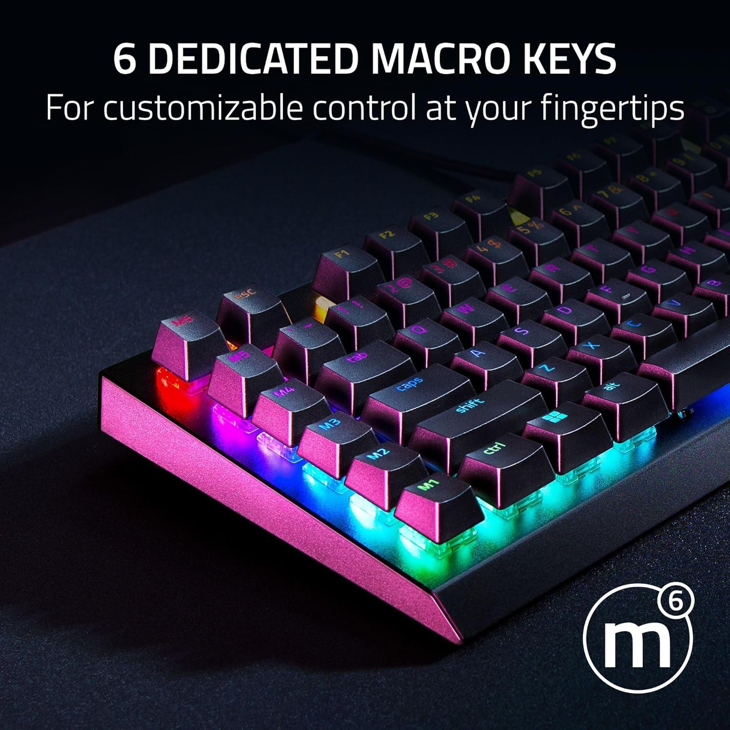 Blackwidow V4 X Mechanical Gaming Keyboard: Yellow Switches Linear & Silent - 6 Macro Keys - Chroma RGB - Doubleshot ABS Keycaps - Roller & Media Keys - Snap Tap