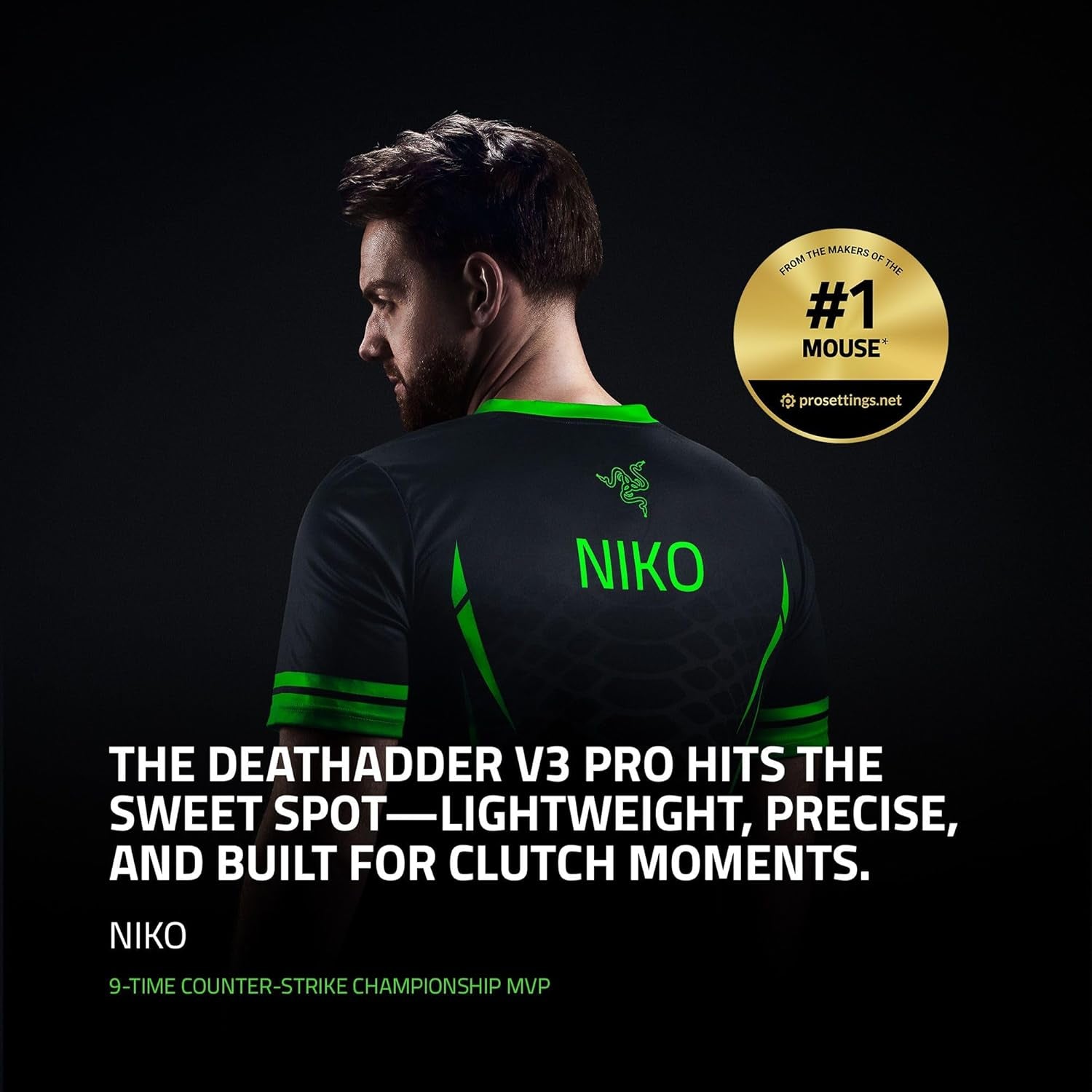Deathadder V3 Pro Wireless Gaming Mouse + Hyperpolling Wireless Dongle: 63G Ultra Lightweight - Focus Pro 30K Optical Sensor - Optical Switches Gen-3-5 Programmable Buttons - Black