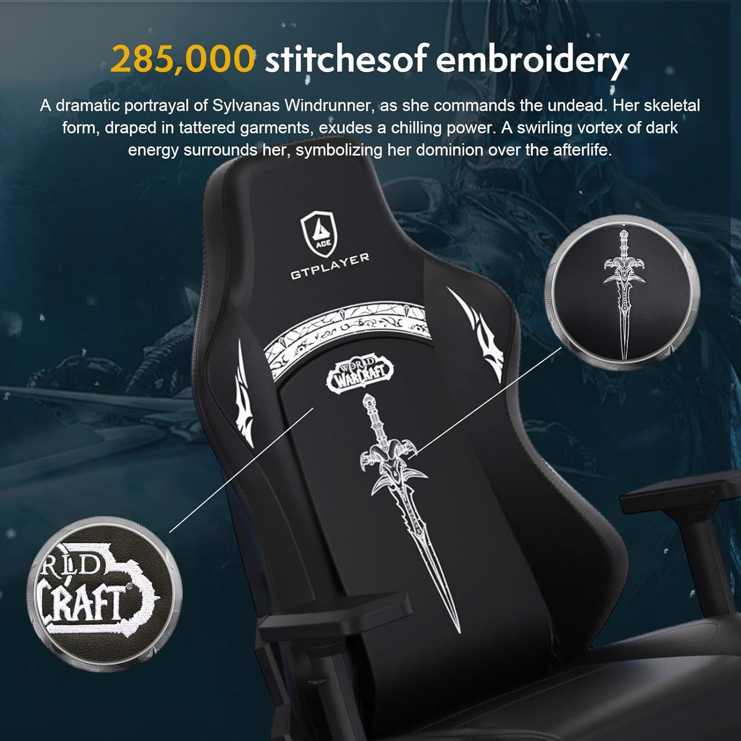 World of Warcraft Edition Video Gaming Chair, Ergonomic Computer Chairs with Footrest and Adjustable Armrest, Height Adjustable Desk Chair with Lumbar Support for Office & Gaming,White
