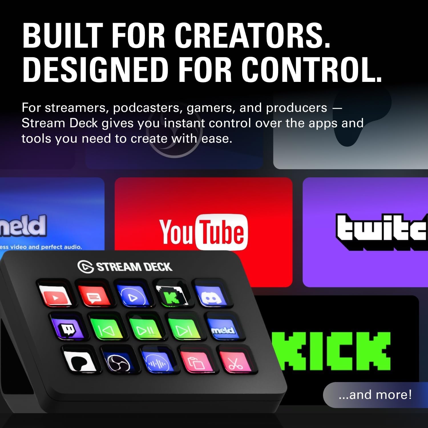 Stream Deck MK.2 – Studio Controller, 15 Macro Keys, Trigger Actions in Apps and Software like OBS, Twitch, ​Youtube and More, Works with Mac and PC
