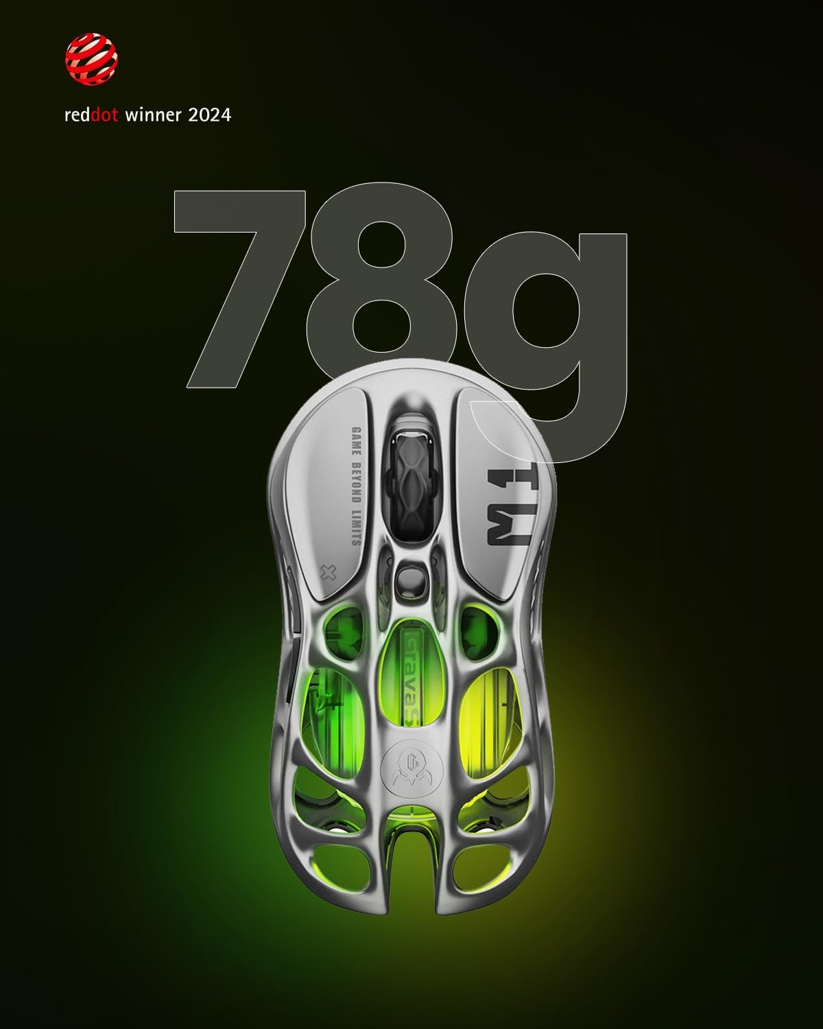 Wireless Gaming Mice Mercury M1 Pro, Lightweight Magnesium Alloy Gaming Mouse, 26,000 DPI, PAW3395DM Sensor, Tri Mode Connection, Support 4K, up to 200 Hours Battery Life