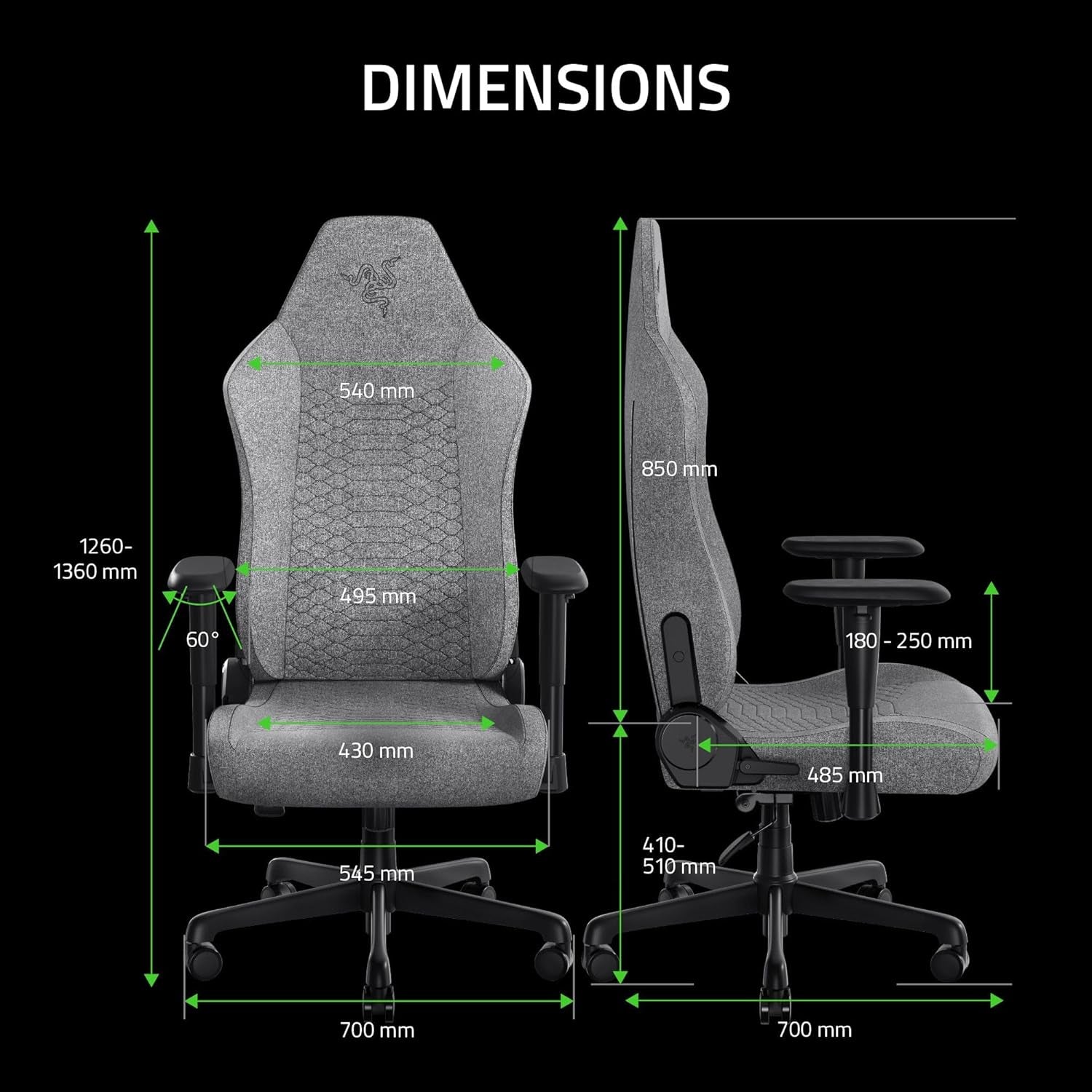 Iskur V2 X Ergonomic Gaming Chair: Built-In Lumbar Support - Widened Seat - High Density Foam Cushions - Adjustable 152 Degree Recline - 2D Armrests - Plush Fabric Finish - Light Gray Edition