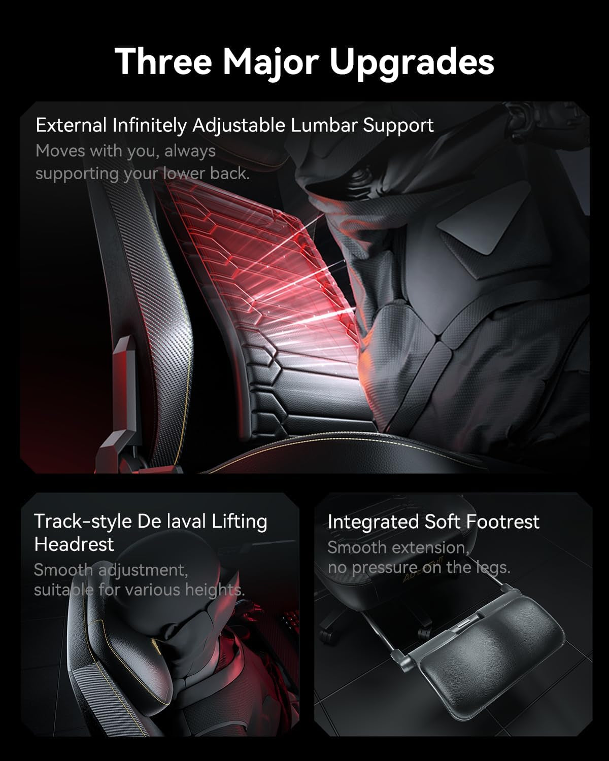 M5 Gaming Chair, Ergonomic Office Chair with Dynamic Lumbar Support, 4D Adjustable Armrests, and High-Back Design for PC Gaming with Footrest, Black