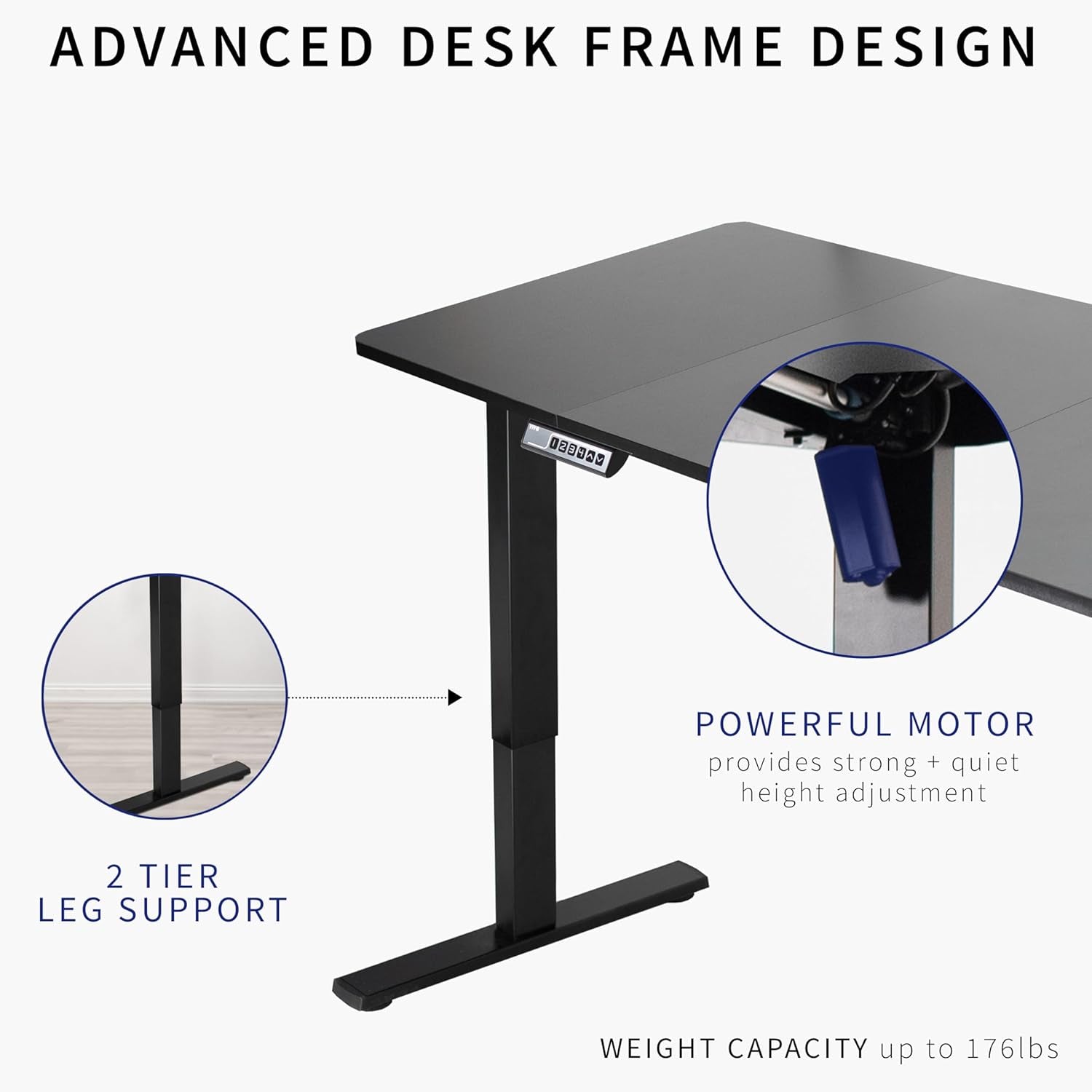 Electric 71 X 30 in Standing Desk, Memory Height Adjustment, 1B Series, Dark Gray Top Black Frame, DESK-KIT-1B7G