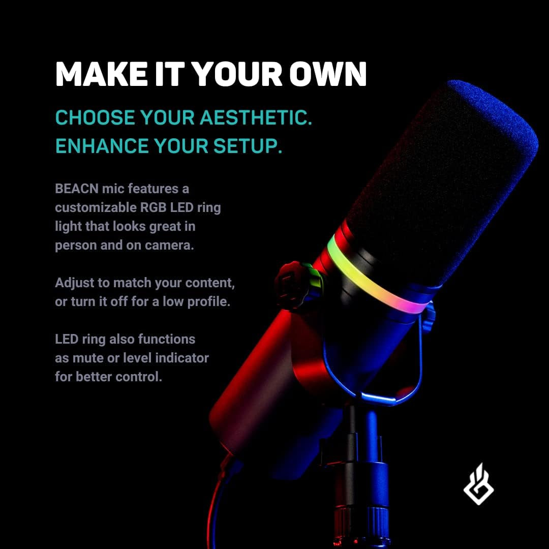 Dark Dynamic USB Mic for PC - Professional Microphone for Podcast, Gaming, Streaming - Studio-Quality Desk Mic for Youtube, Twitch, and Recording. Microphone for PC, Gaming & Streaming