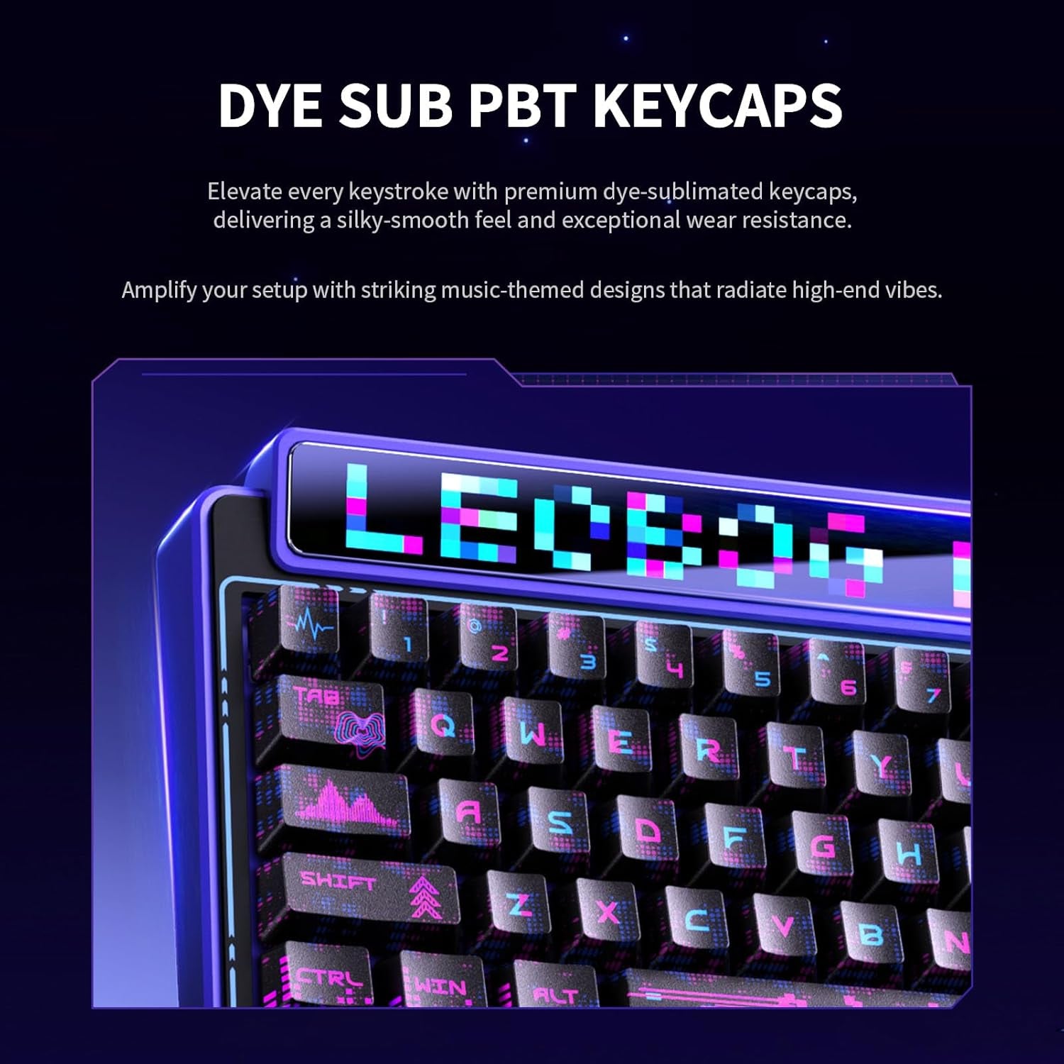X Aula AMG65 Mechanical Gaming Keyboard with Dual Screen, 65% Wireless Small Custom Keyboard RGB, Bluetooth/2.4G/Wired, Rapid Trigger, Hot Swappable for Windows Laptop PC Mac - Purple