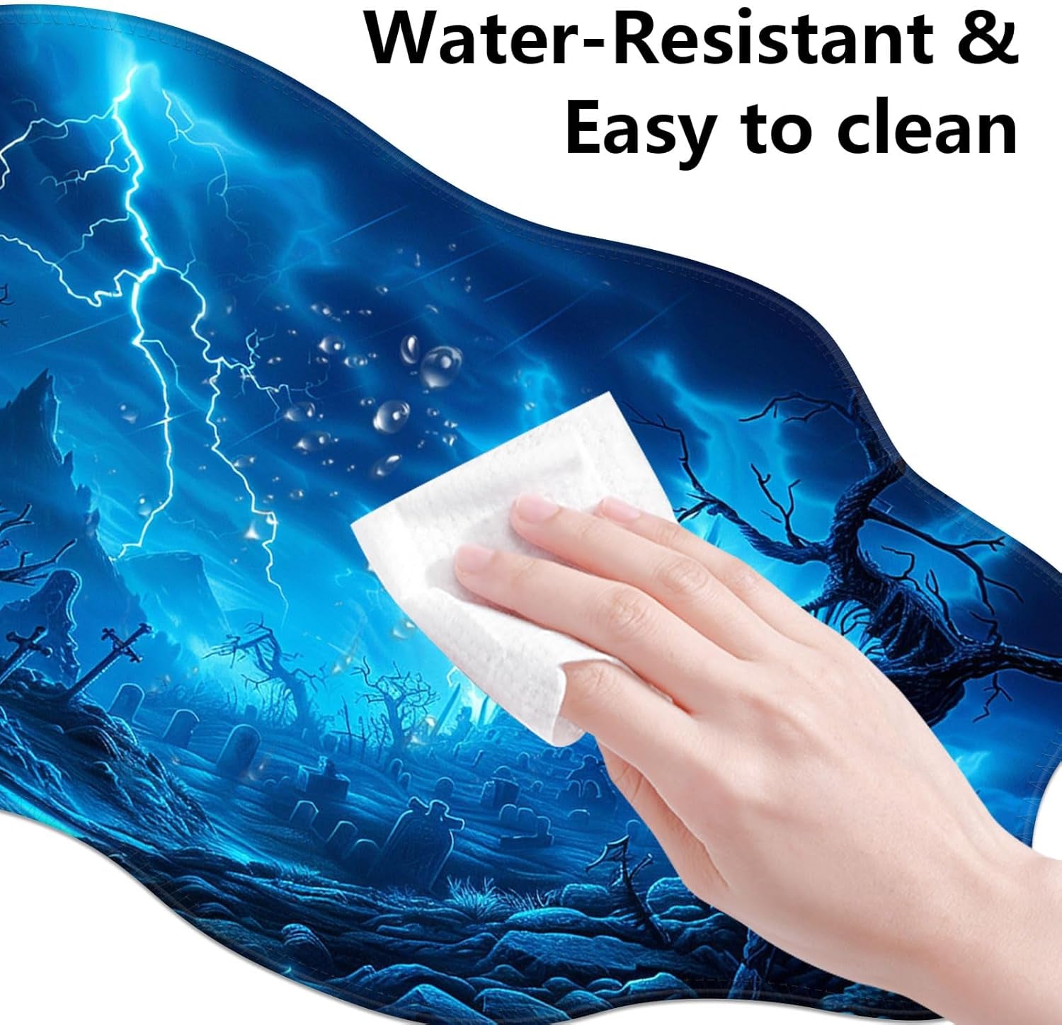Extended Gaming Mouse Pad (35.4 X 15.7 In) Non-Slip Rubber Base, Large Mousepad XXL, Stitched Edges, Big Mouse Pad for Office, Gaming, & Home Use, Ominous Graveyard