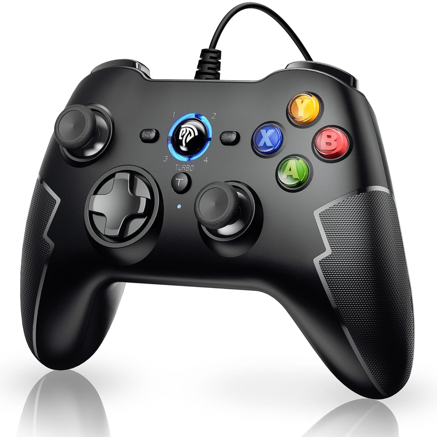 Wired Gaming Controller,Pc Game Controller Joystick with Dual-Vibration Turbo and Trigger Buttons for Windows PC/ PS3/ Android TV Box/Tesla(Black)