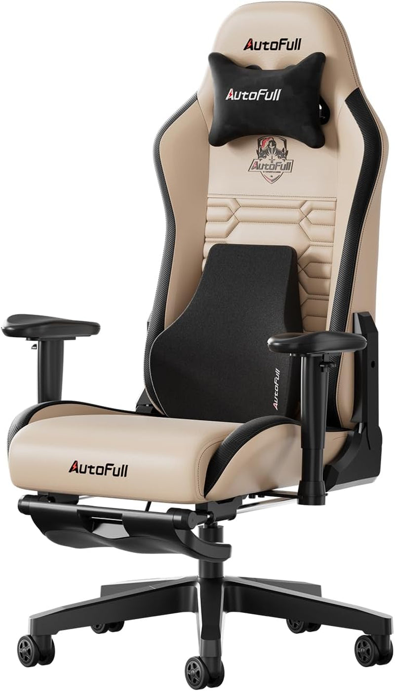 C3 Gaming Chair, Racing Style Gaming Chair with Ergonomic Lumbar Support,Adjustable High Back PU Leather PC Chair with Footrest,Brown