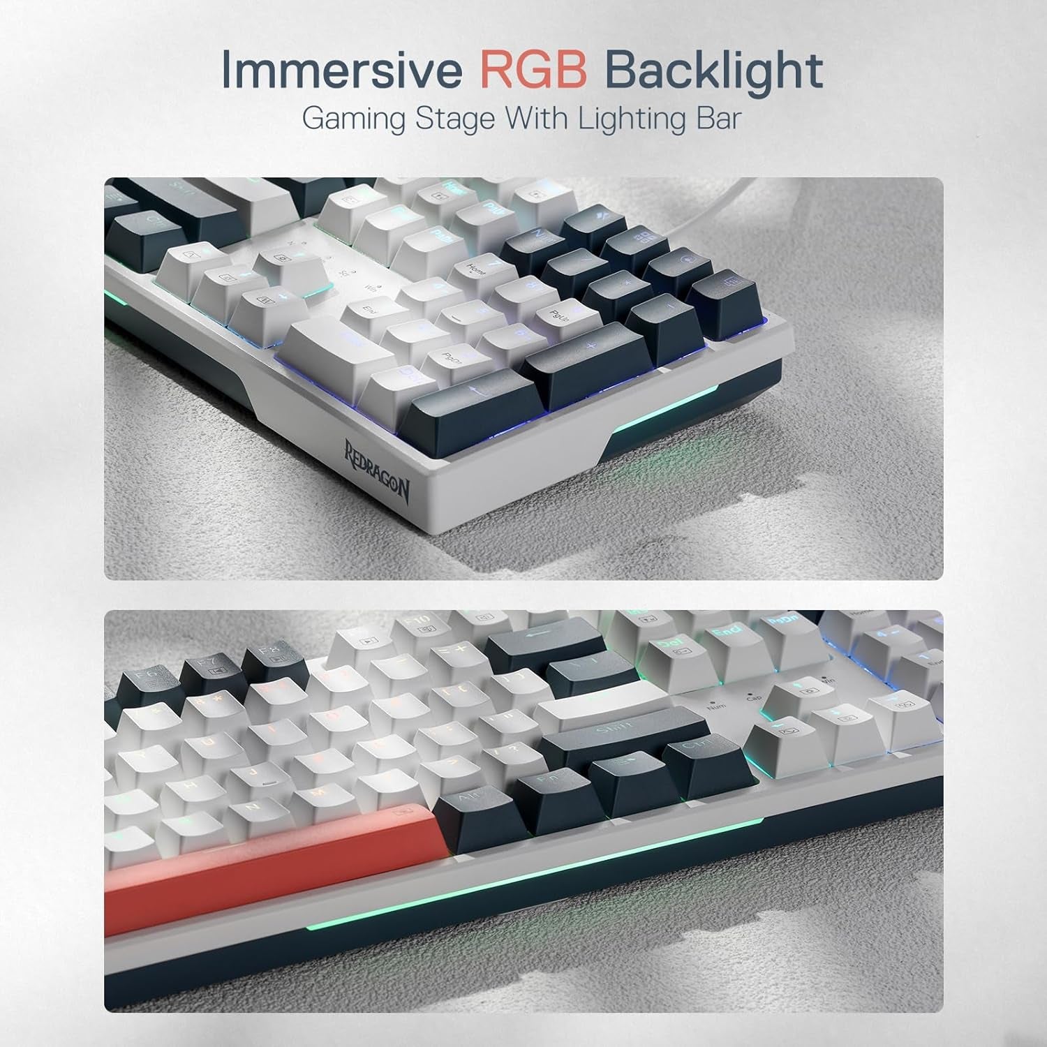 K668 RGB Gaming Keyboard, 108 Keys Wired Mechanical Keyboard W/Extra 4 Hotkeys, Sound Absorbing Foams, Upgraded Hot-Swappable Socket, Mixed Color Keycaps X 2 Sets, Red Switch