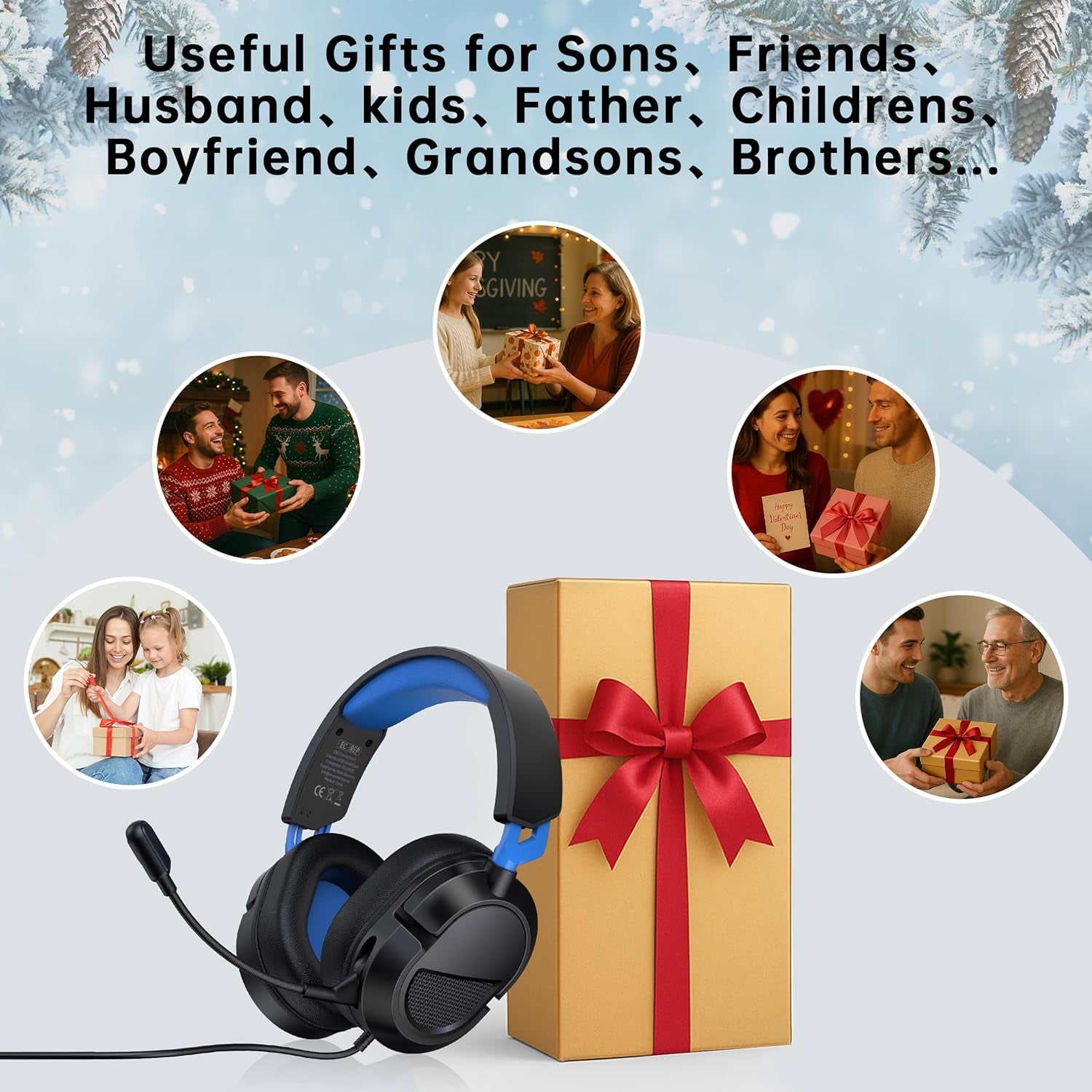 Gaming Headset for Ps5、Ps5Pro、Ps4、Xbox Series X、Xbox Series S/One、Pc. 207G Headset with Clear Mic for Work 𝟐𝟎𝟐𝟓 𝐔𝐩𝐠𝐫𝐚𝐝𝐞 Gaming Headphones with 3.5Mm Splitter、360° Mic.79In Cable.Gamer Gifts