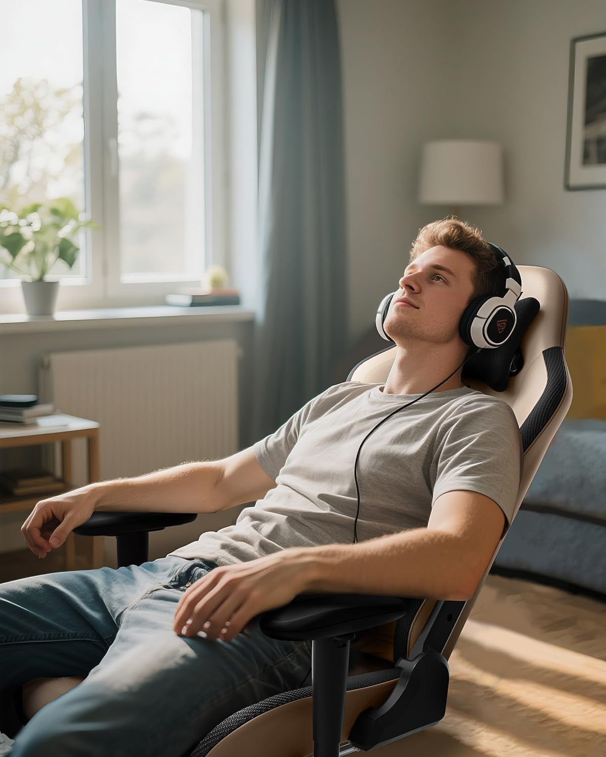 C3 Gaming Chair, Racing Style Gaming Chair with Ergonomic Lumbar Support,Adjustable High Back PU Leather PC Chair with Footrest,Brown