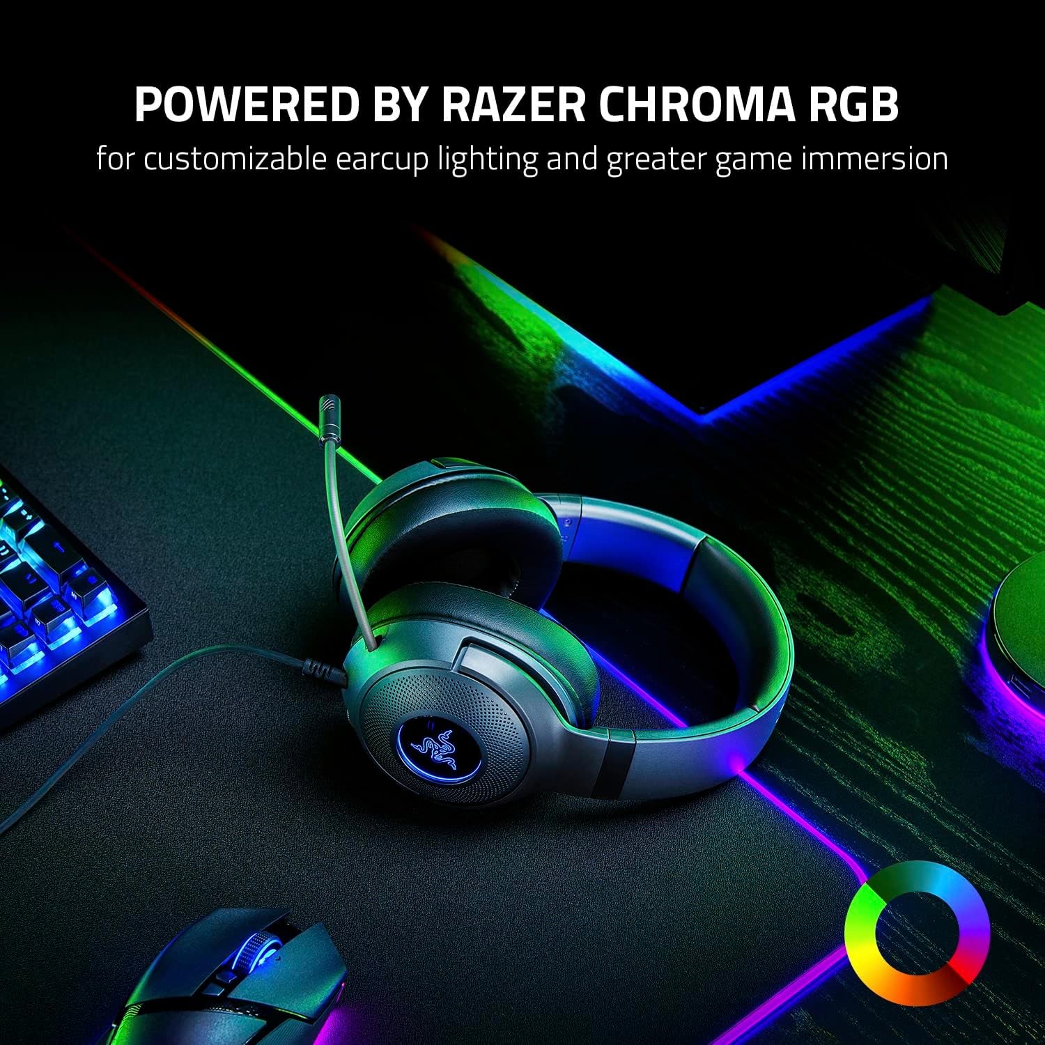 Kraken V3 X Wired USB Gaming Headset: Lightweight Build - Triforce 40Mm Drivers - Hyperclear Cardioid Mic - 7.1 Surround Sound - Chroma RGB Lighting - Black