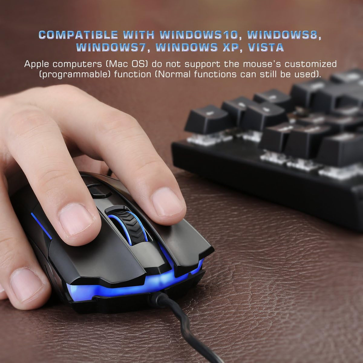 Gaming Mouse Wired, Gaming Mice Breathing RGB LED Plug Play High-Precision Adjustable 7200 DPI, 7 Programmable Buttons, Ergonomic Mouse for PC Laptop
